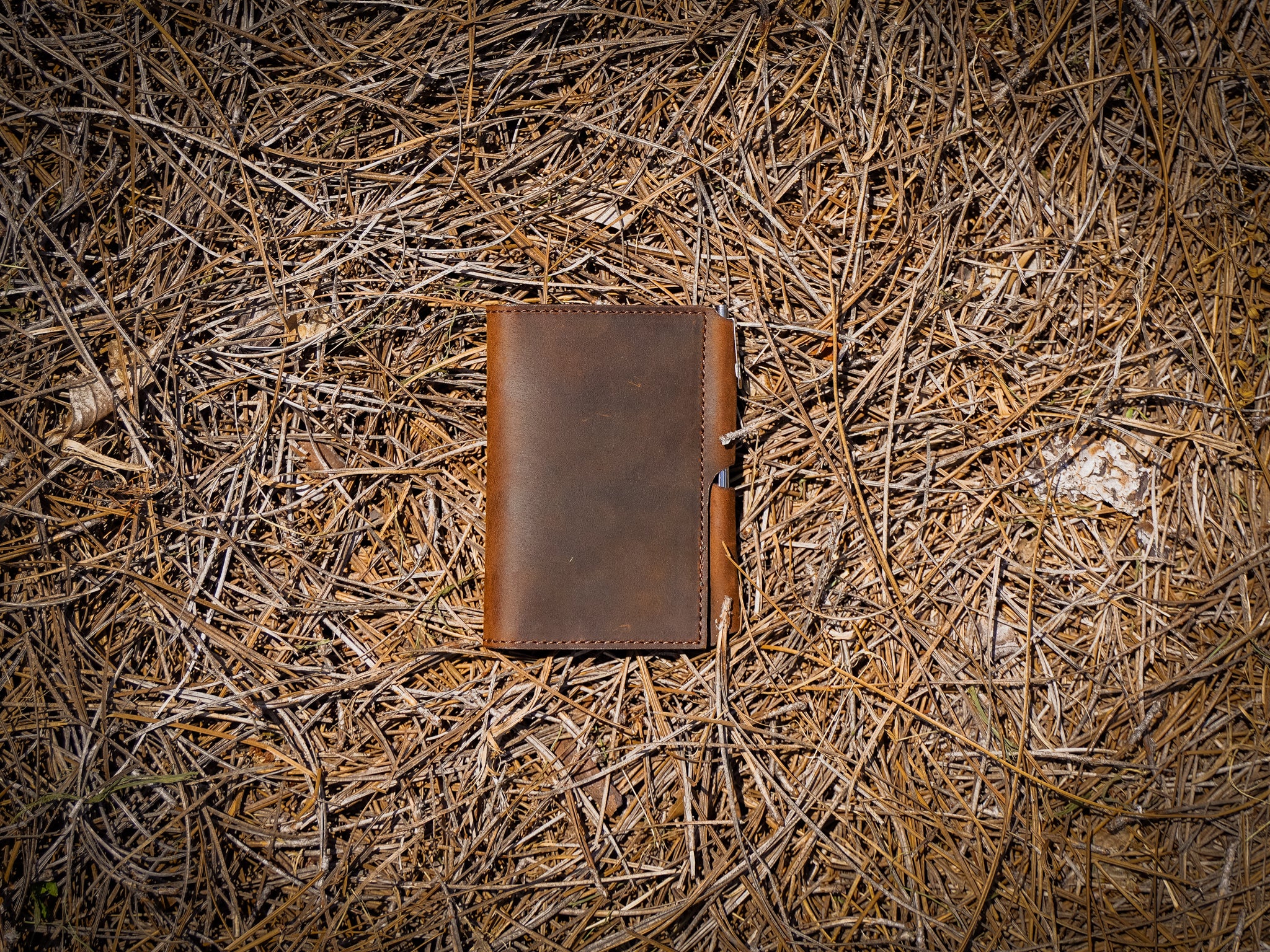 Crazy Horse Leather Journal Wallet with Pen XS - Brown - Image 7