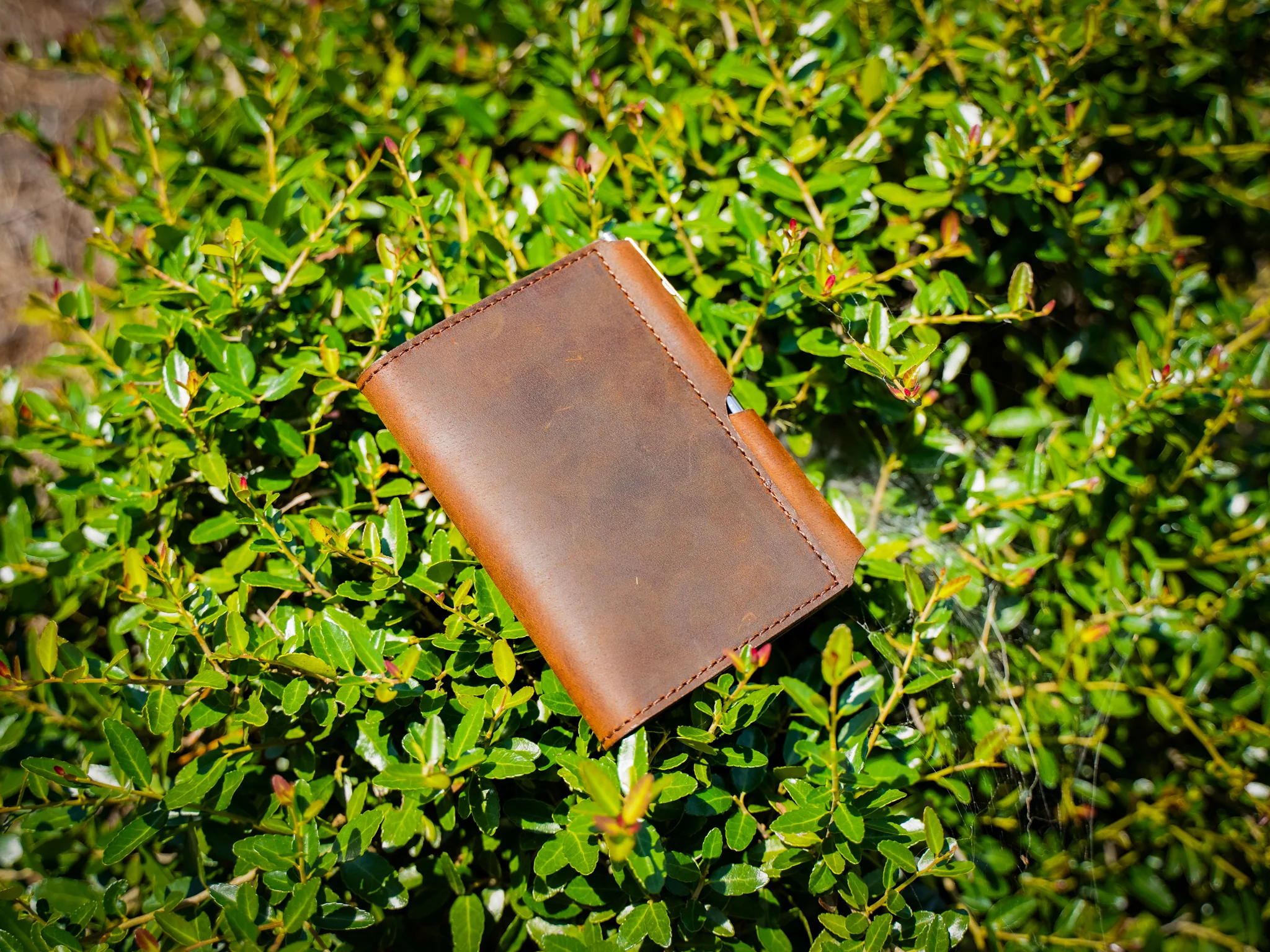 Crazy Horse Leather Journal Wallet with Pen XS - Brown - Image 9