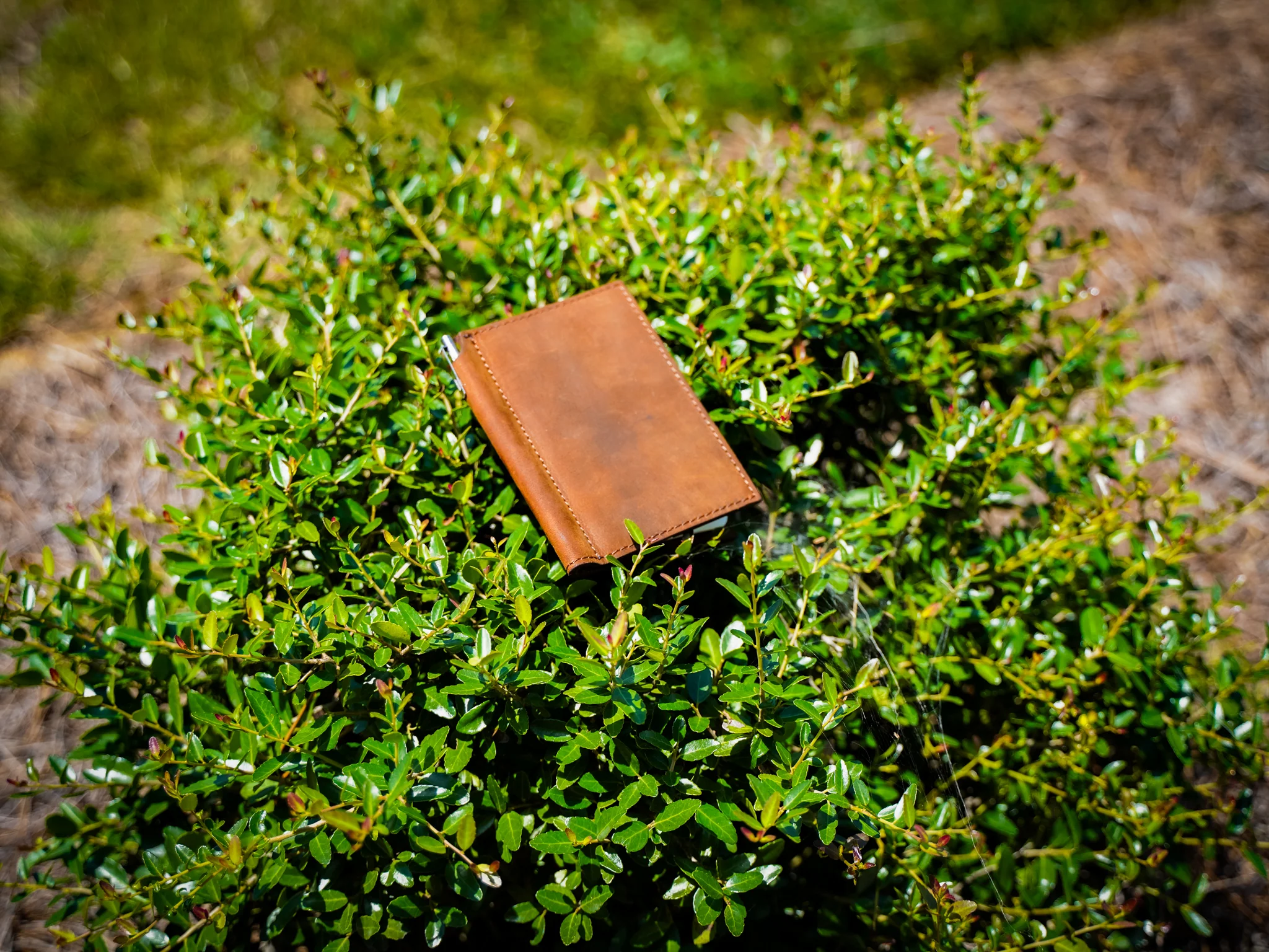 Crazy Horse Leather Mini Journal with Pen - Brown - Image 2