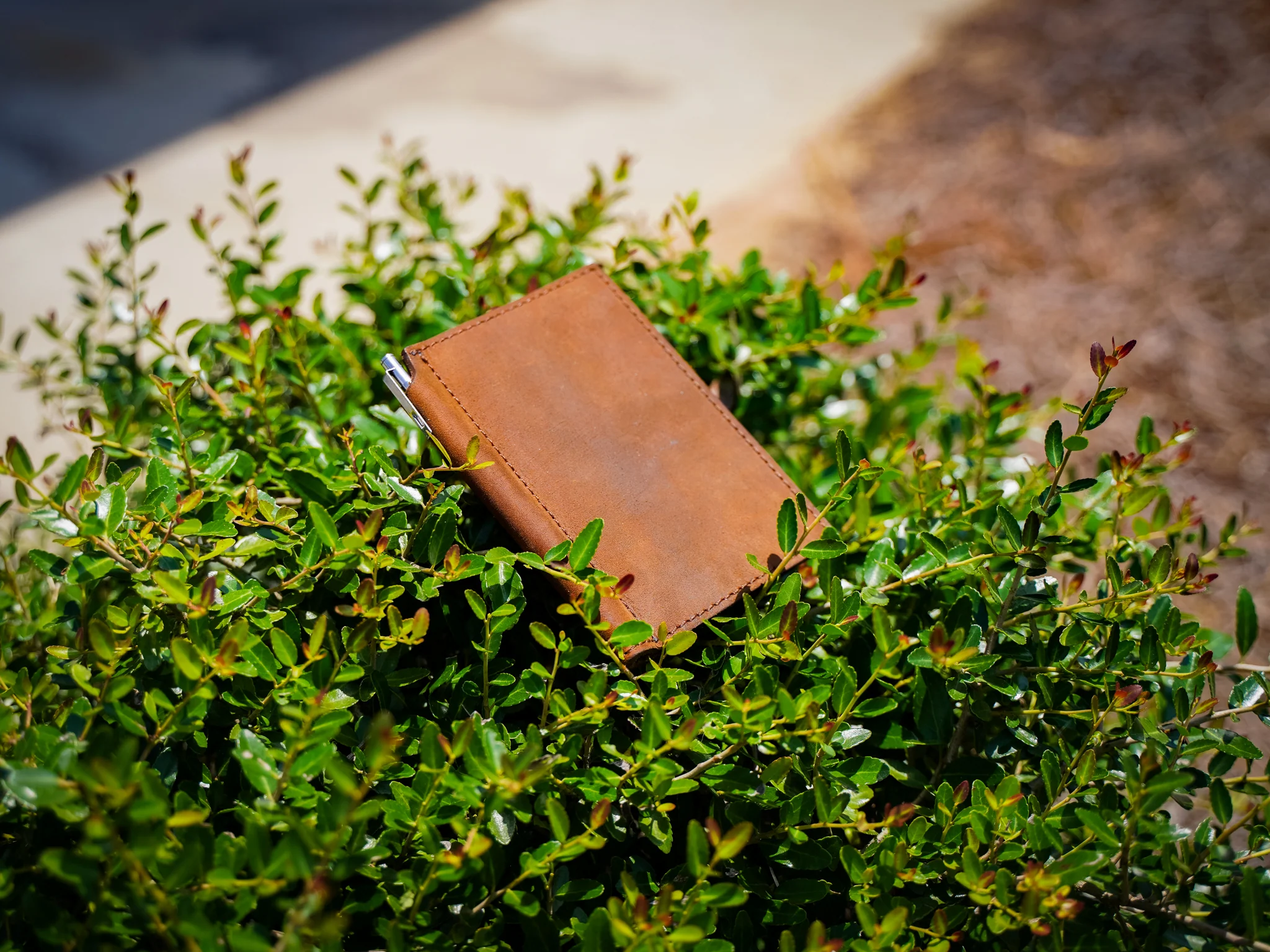 Crazy Horse Leather Mini Journal with Pen - Brown - Image 3