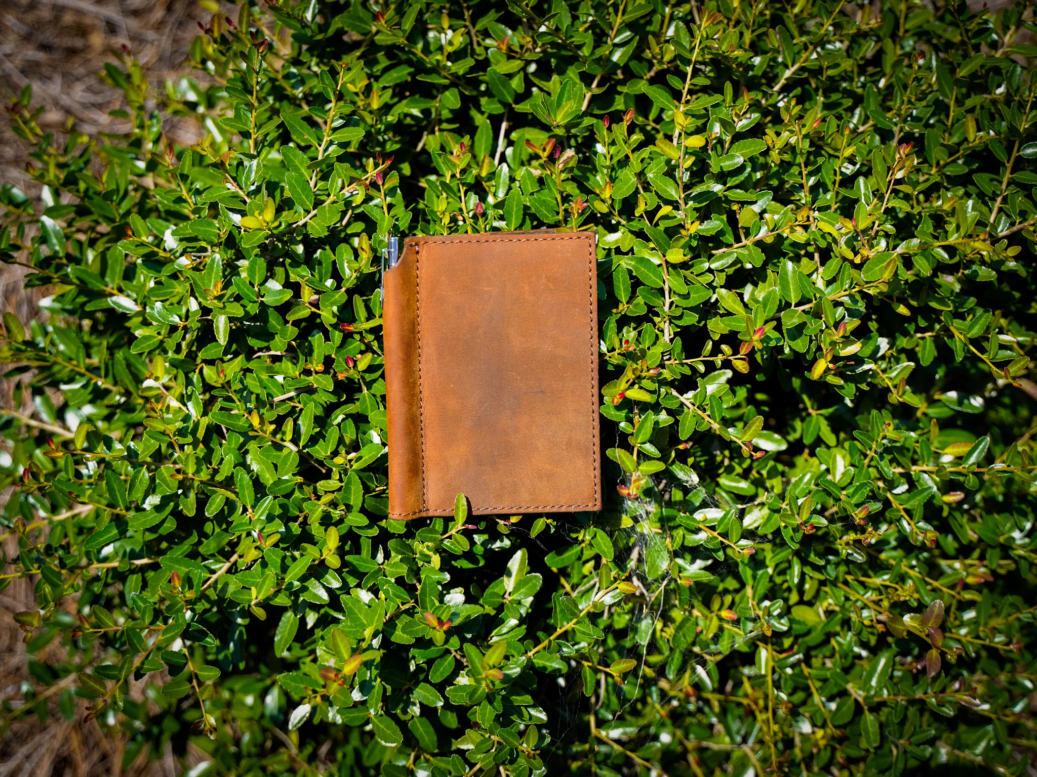 Crazy Horse Leather Mini Journal with Pen - Brown - Image 4