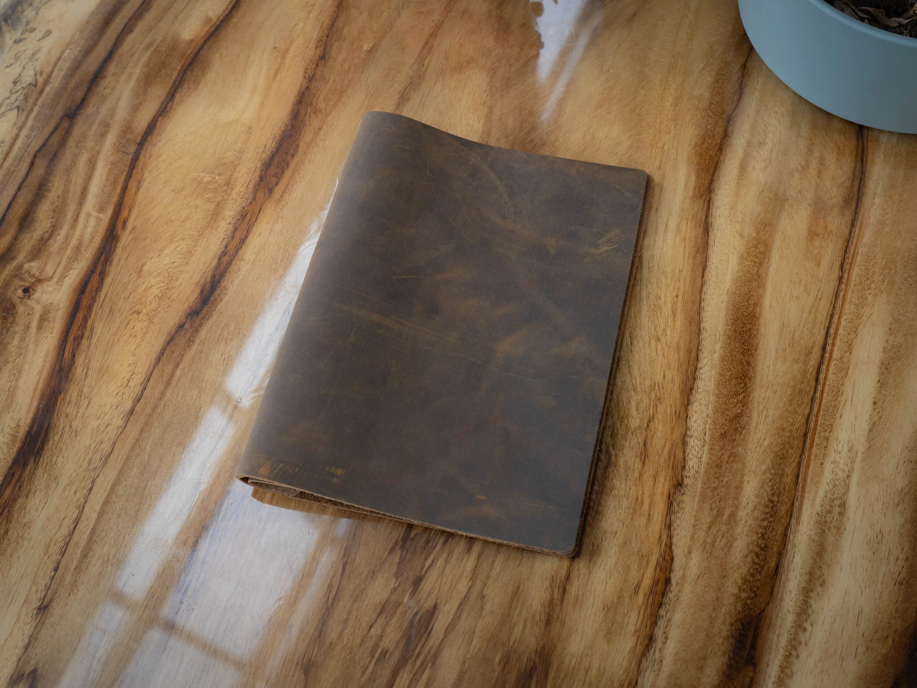 Crazy Horse Leather Simple Menu Cover - Brown