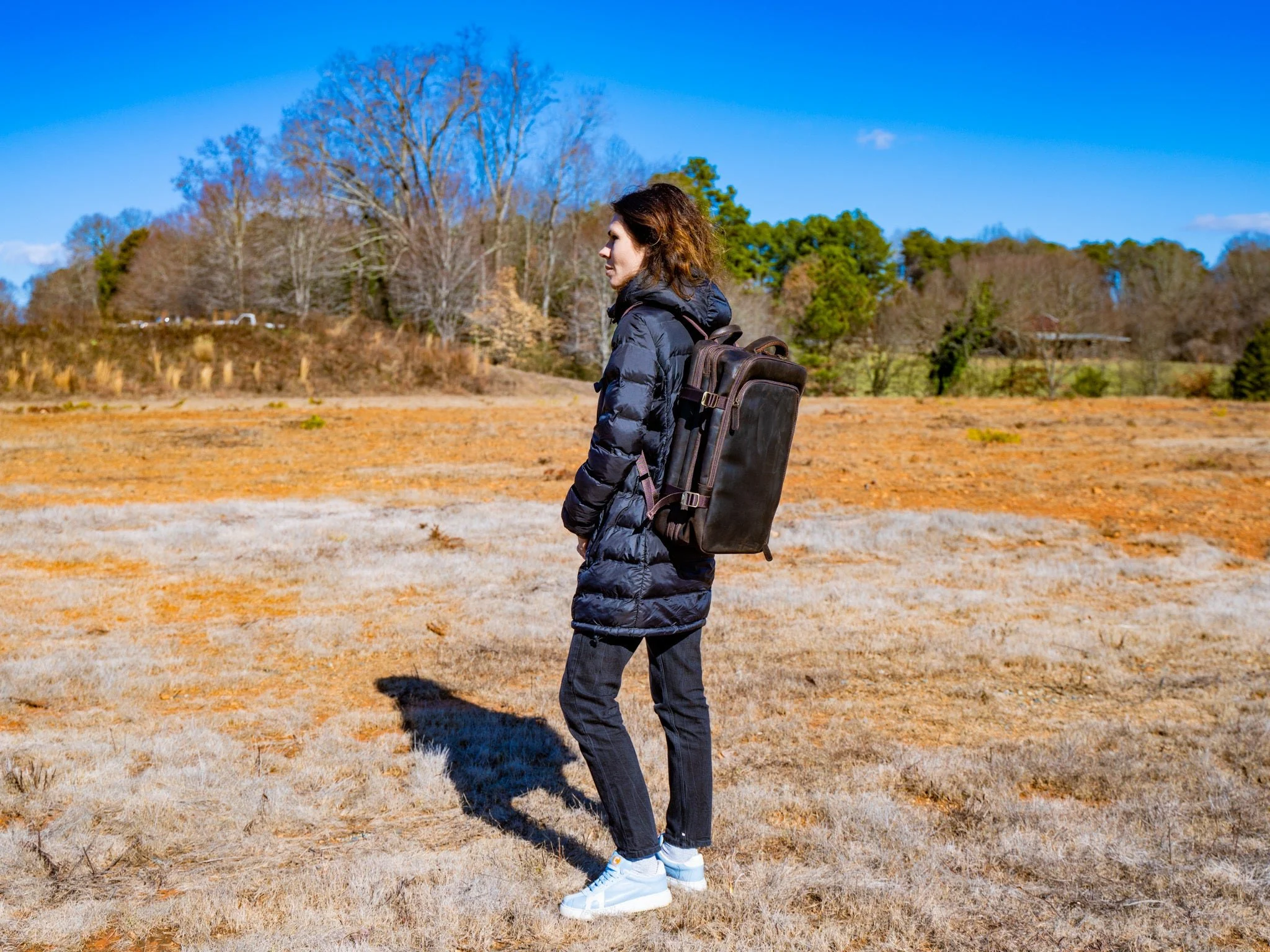 Crazy Horse Leather Travel Jet Backpack - Brown - Image 5