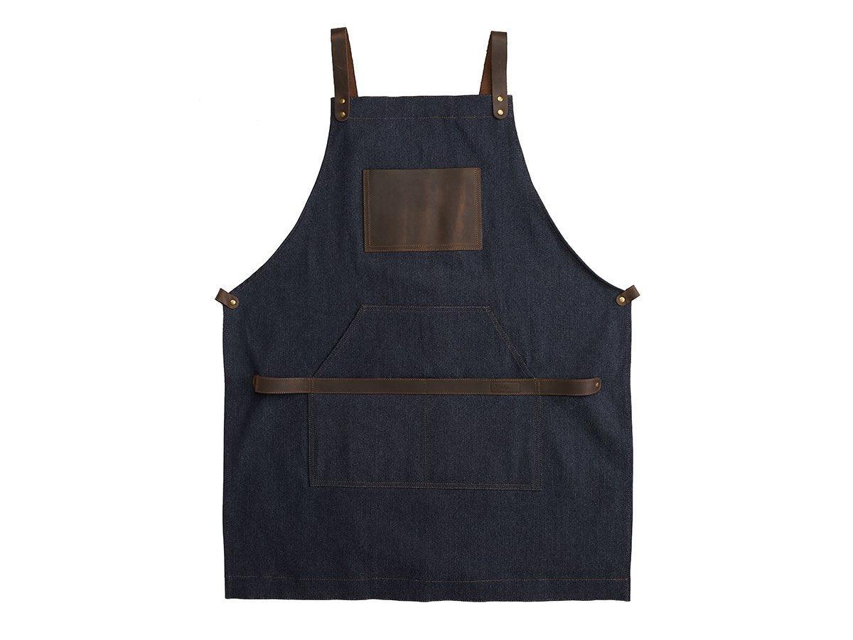 Custom Cross-Back Apron of Canvas - Dark Denim - Image 2