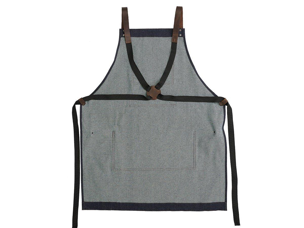 Custom Cross-Back Apron of Canvas - Dark Denim - Image 3