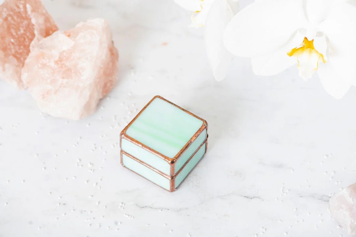 Green Glass Ring Box - Image 2