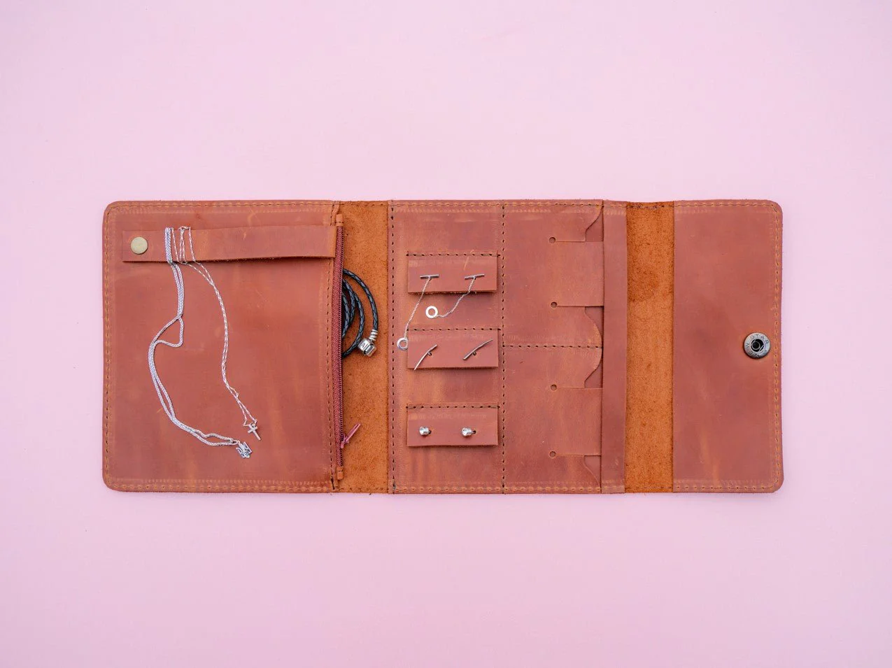 Handmade Leather Jewelry Case - Chocolate - Image 5