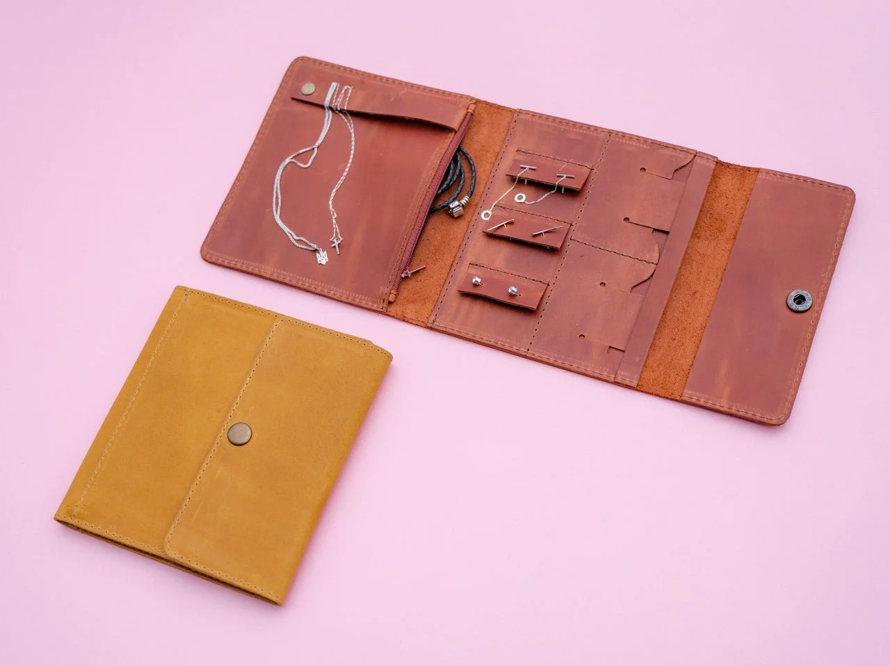 Handmade Leather Jewelry Case - Chocolate - Image 6