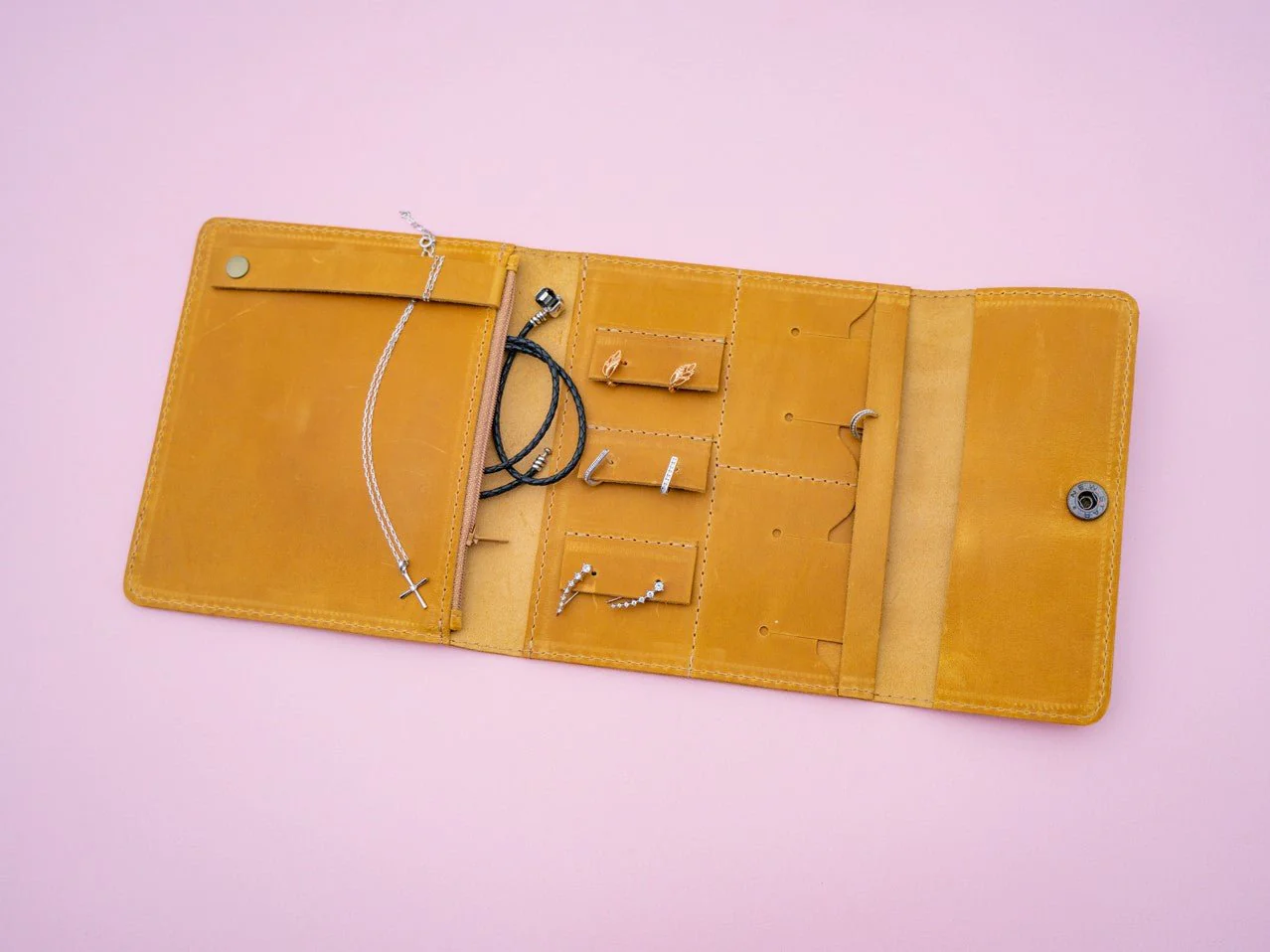 Handmade Leather Jewelry Case - Wheat - Image 2