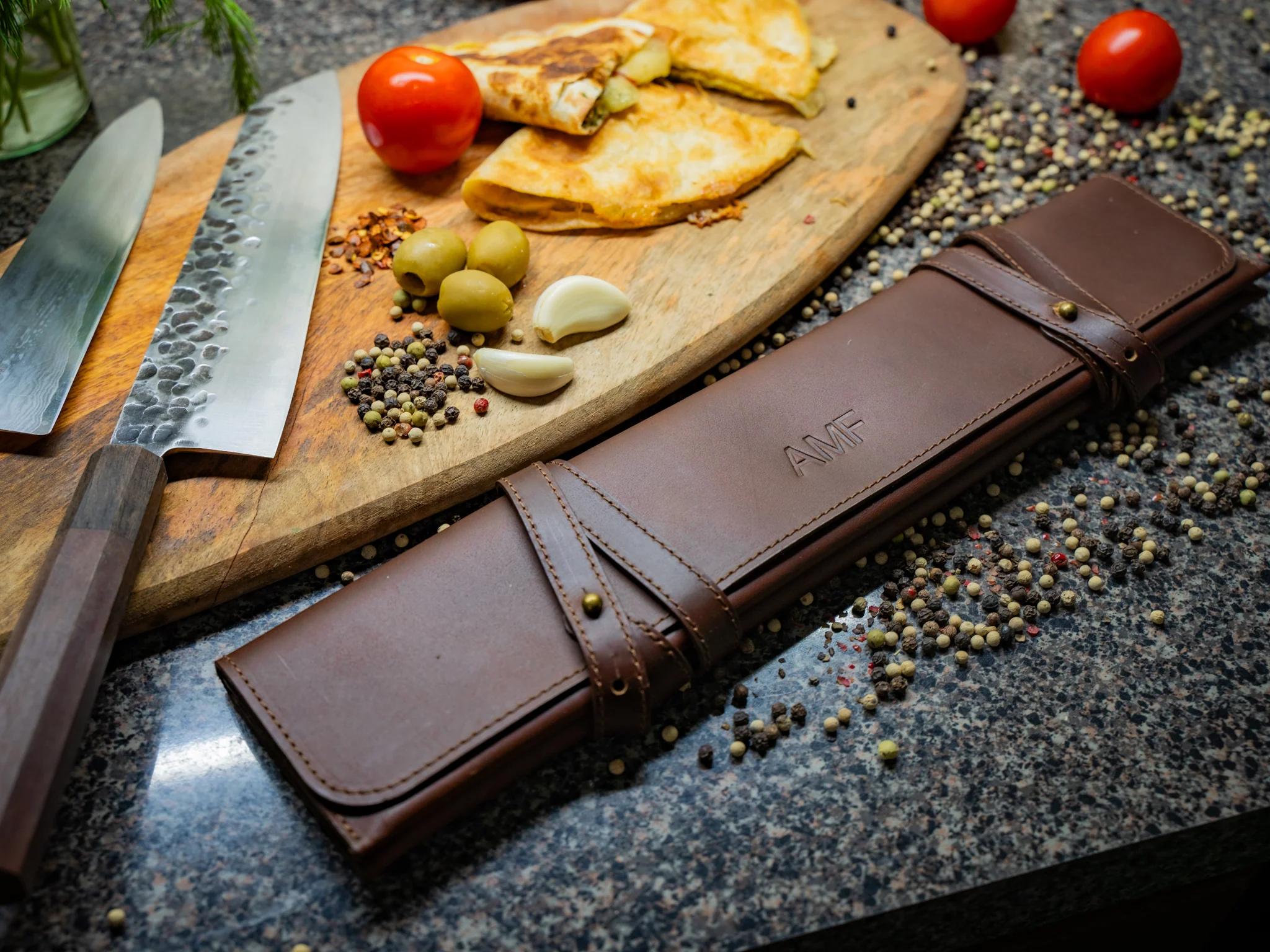 Handmade Leather Knife Case - Chestnut - Image 2