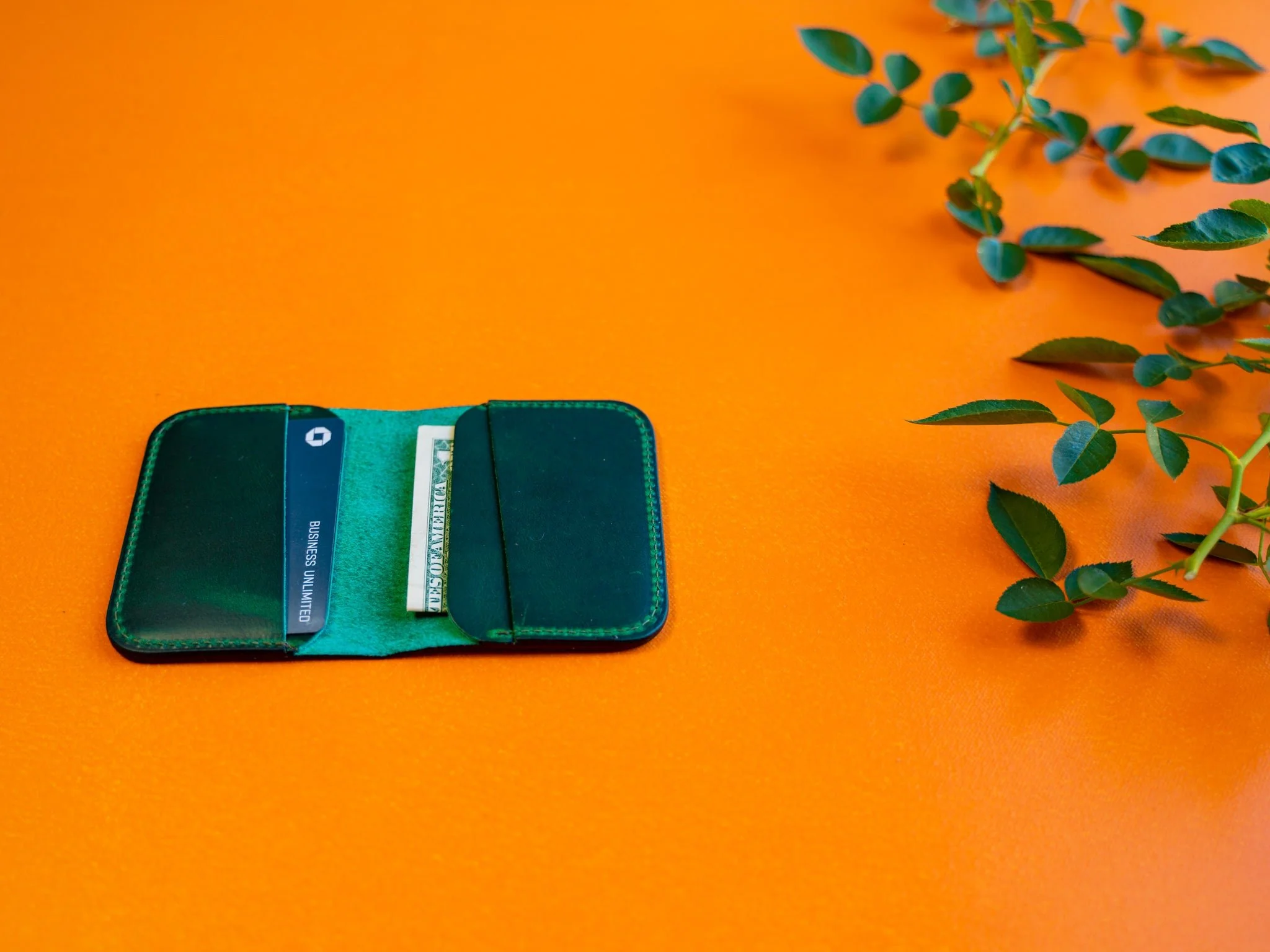 Milwaukee Leather Bifold Minimal 2.0 Wallet - Emerald Green - Image 2