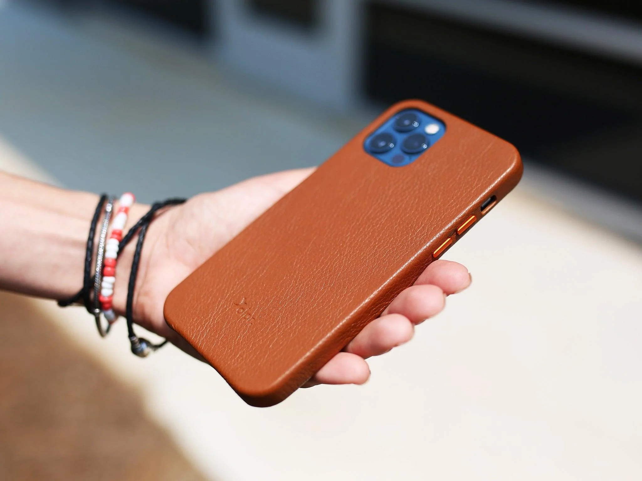 iPhone 12 Leather Case - Light Brown - Image 4