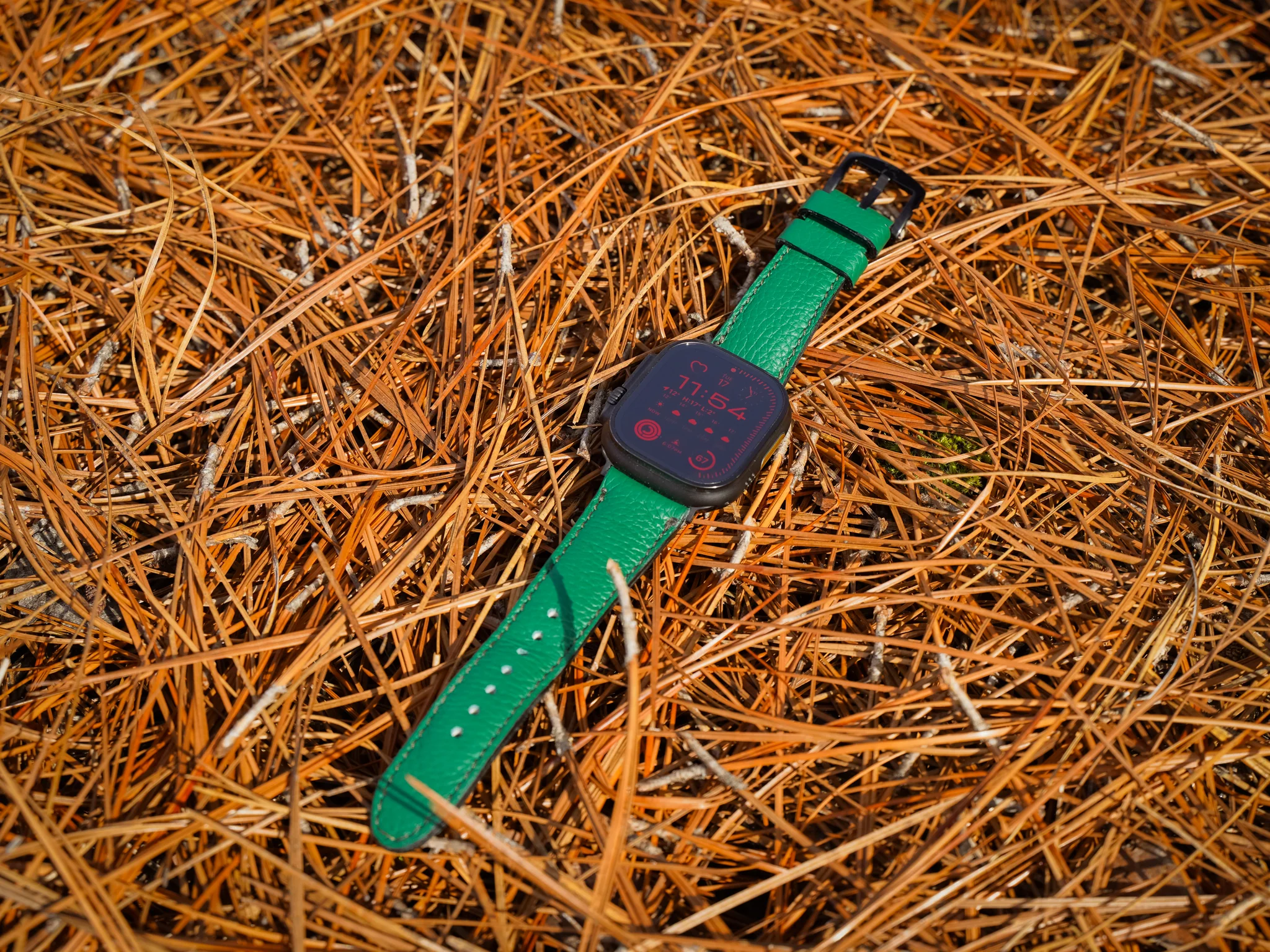 Italian Leather Apple Watch Band - Bus Green - Image 3