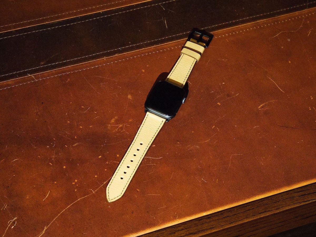 Italian Leather Apple Watch Band - Cream - Image 4