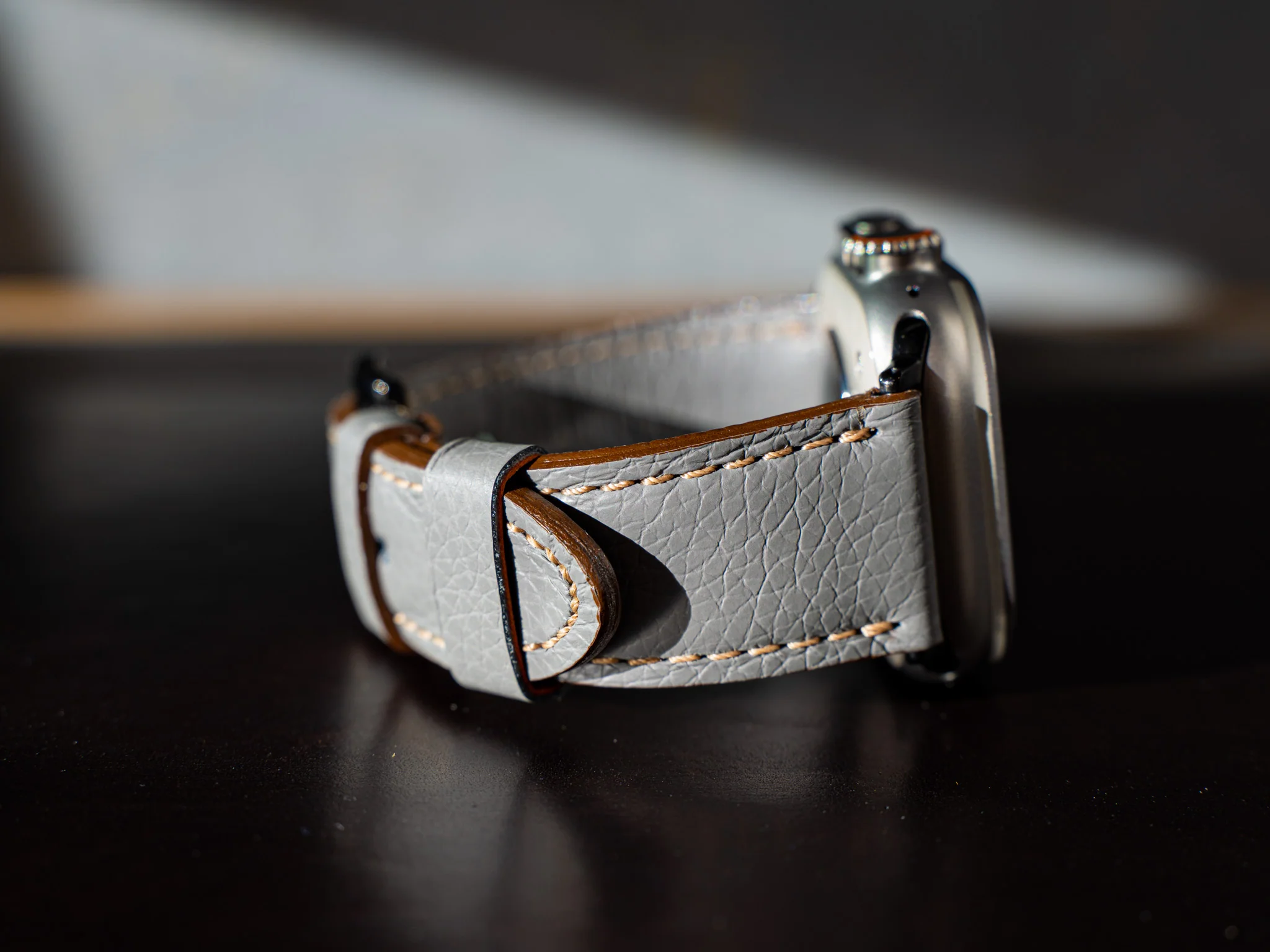 Italian Leather Apple Watch Band - Gray - Image 2