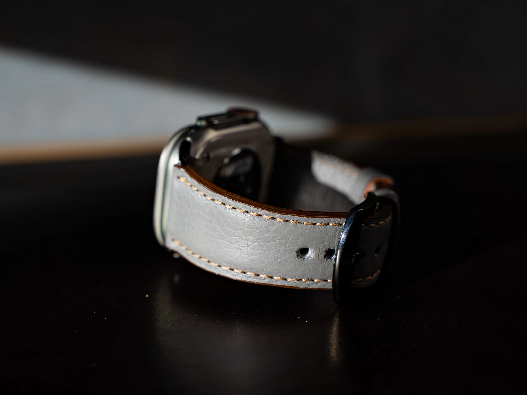 Italian Leather Apple Watch Band - Gray - Image 3