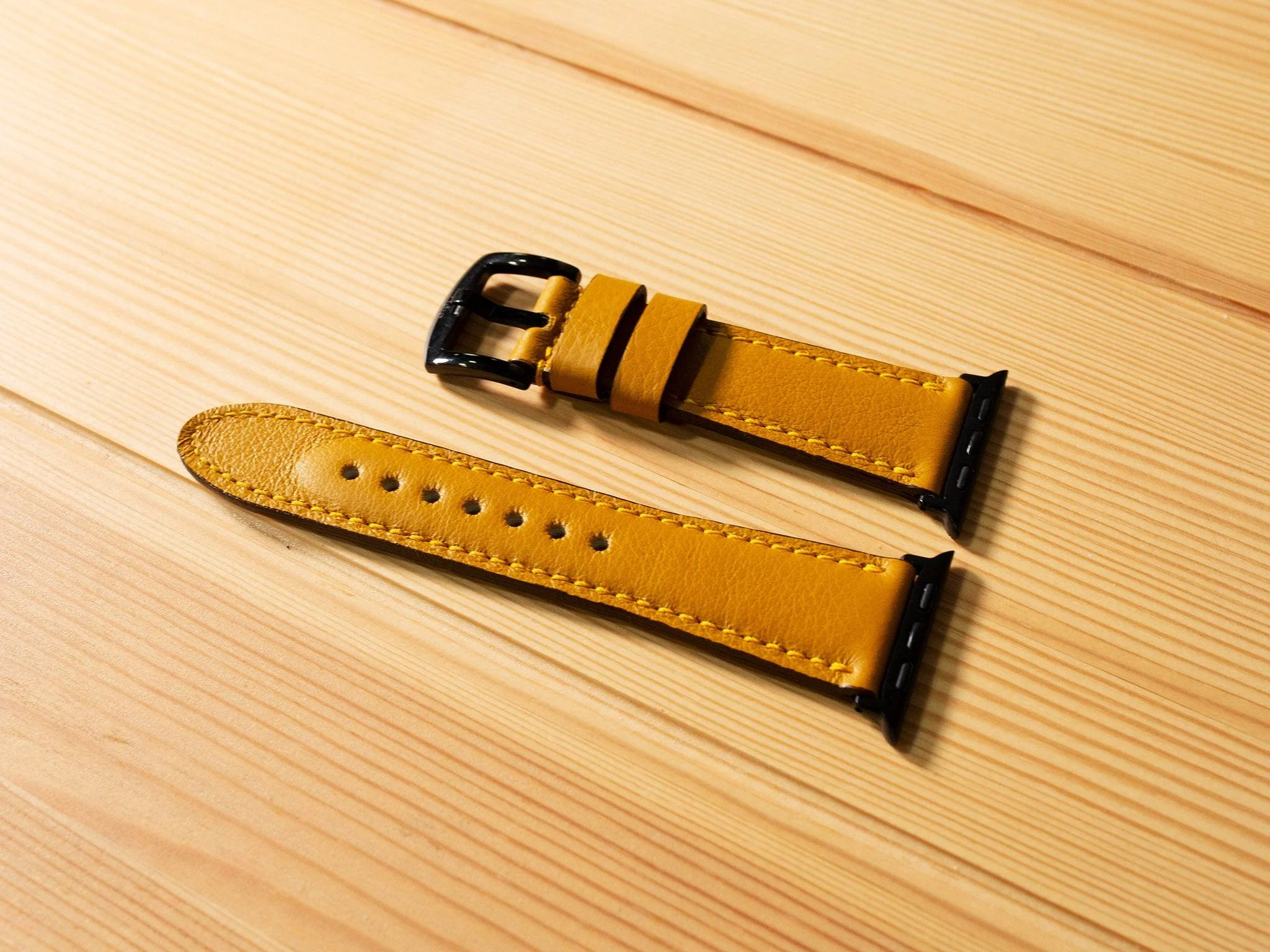Italian Leather Apple Watch Band - Mustard - Image 2