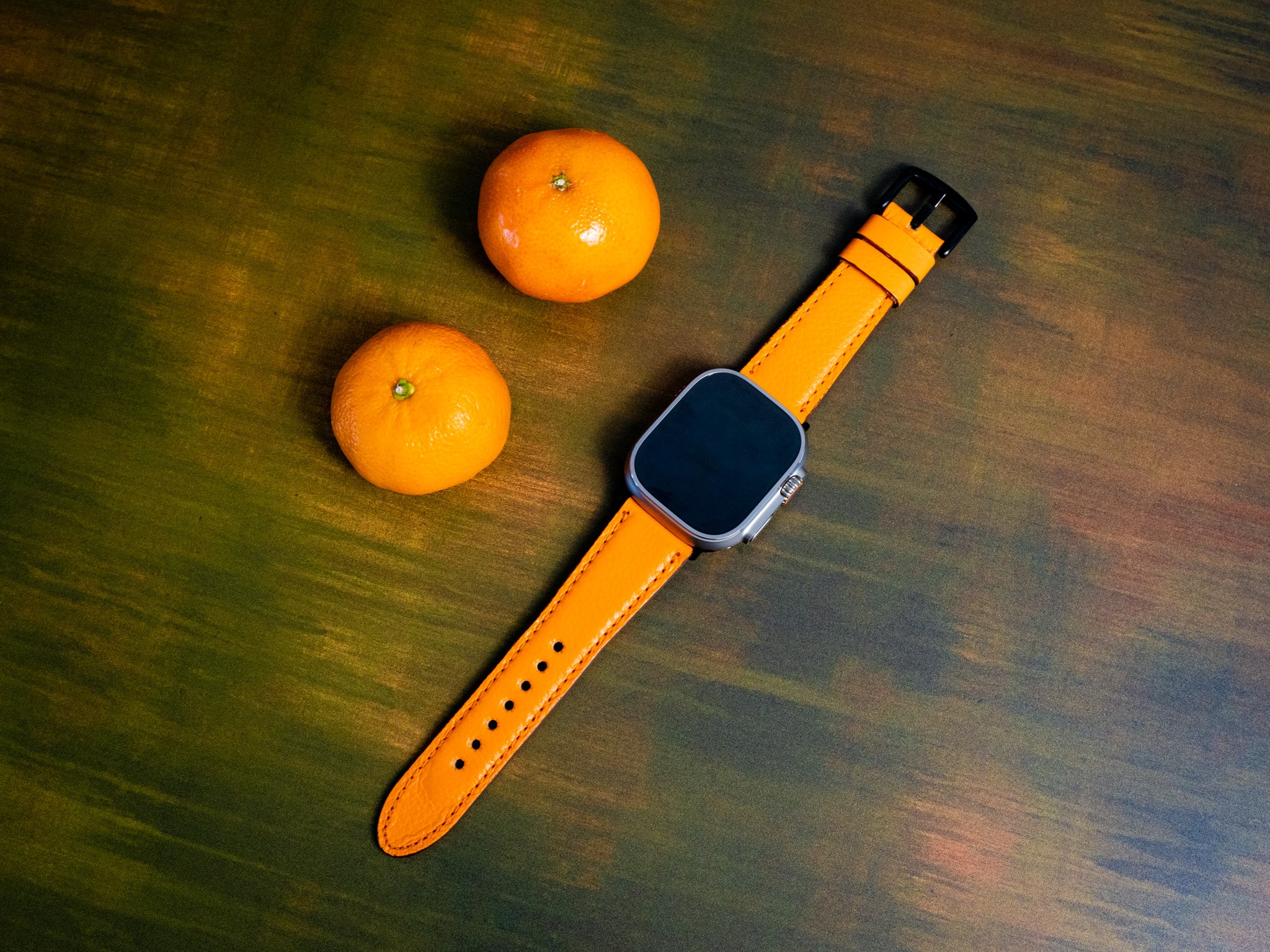 Italian Leather Apple Watch Band - Orange - Image 4