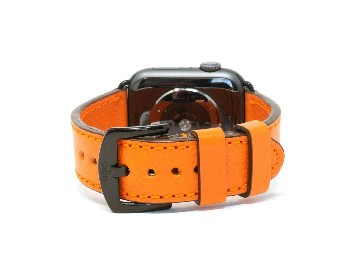 Italian Leather Apple Watch Band - Orange - Image 7