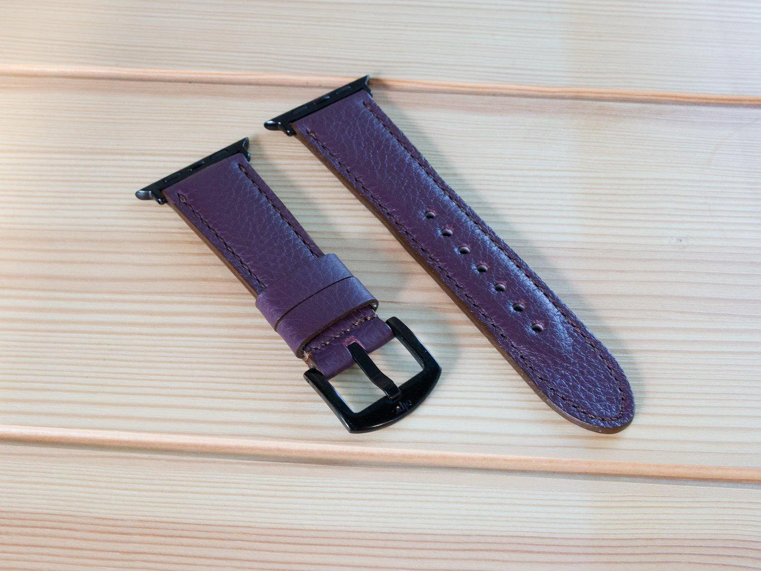 Italian Leather Apple Watch Band - Plum - Image 2