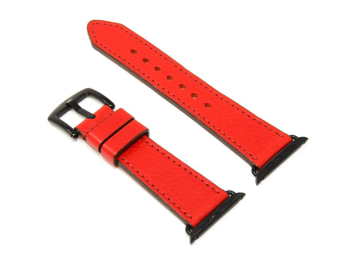 Italian Leather Apple Watch Band - Red - Image 2