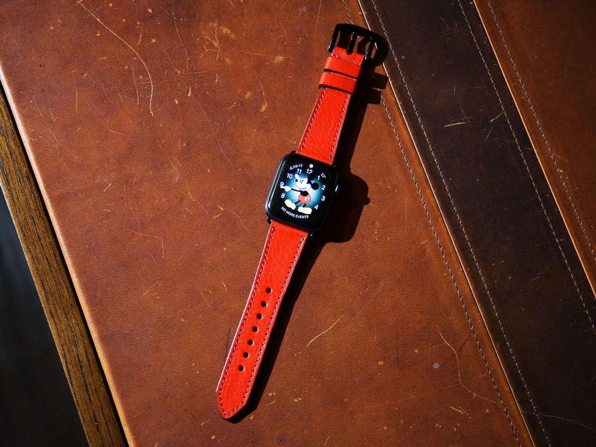 Italian Leather Apple Watch Band - Red - Image 4