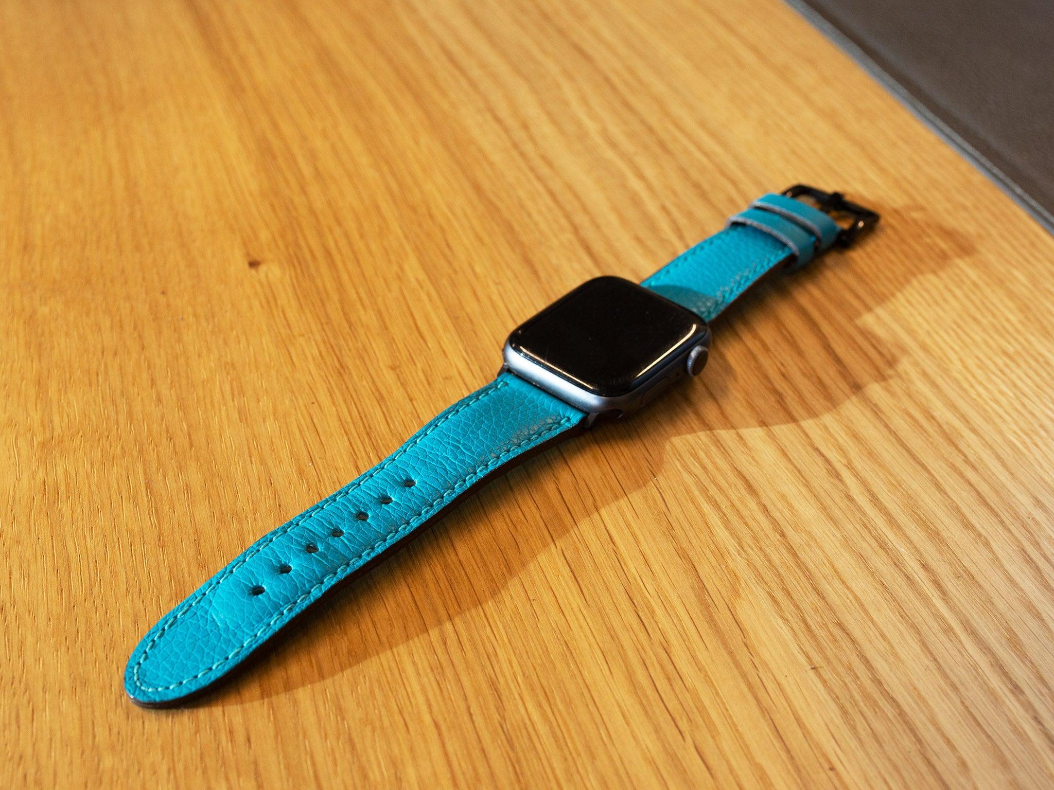 Italian Leather Apple Watch Band - Turquoise - Image 2
