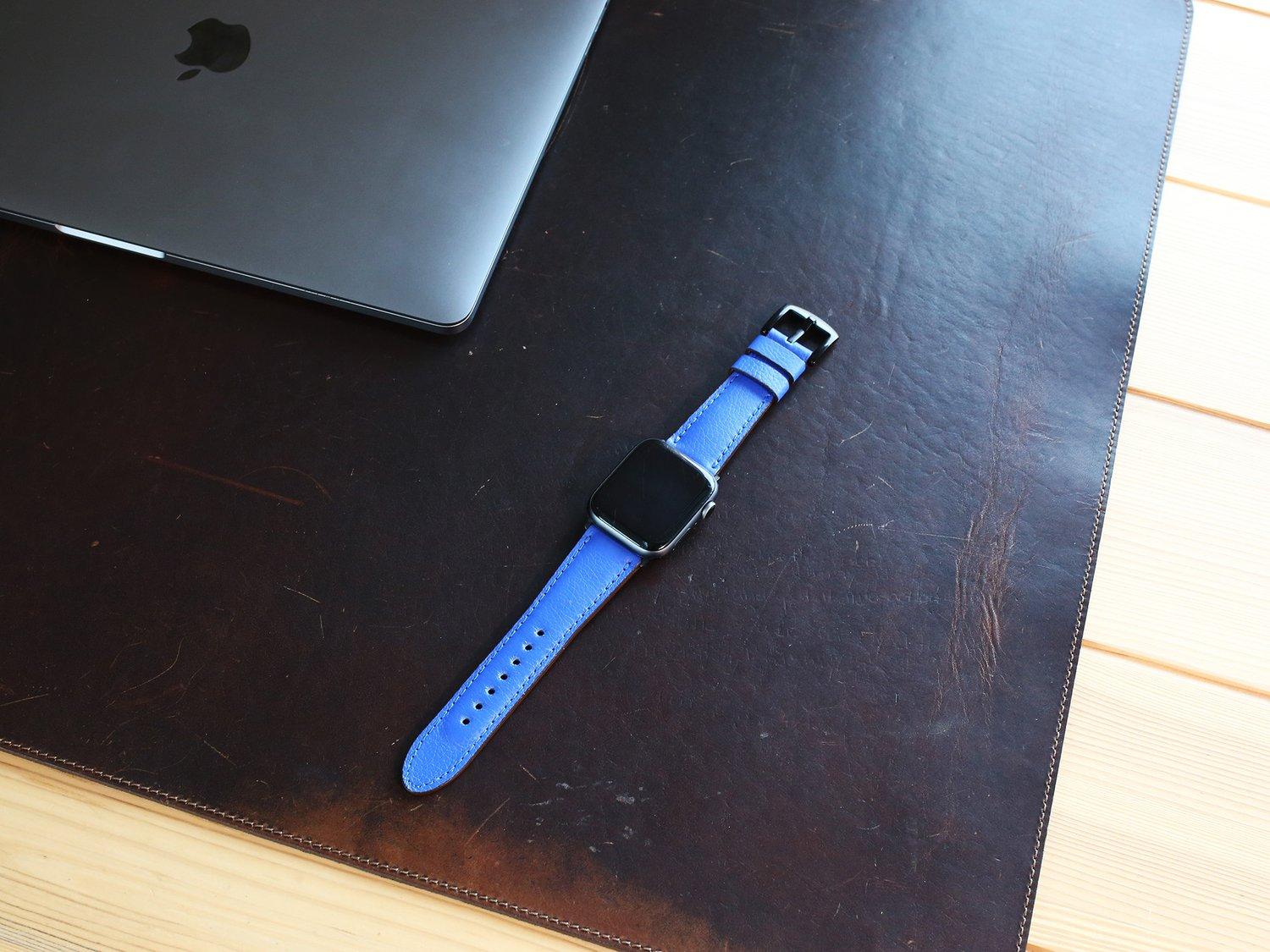Italian Leather Apple Watch Band - Ultramarine - Image 2