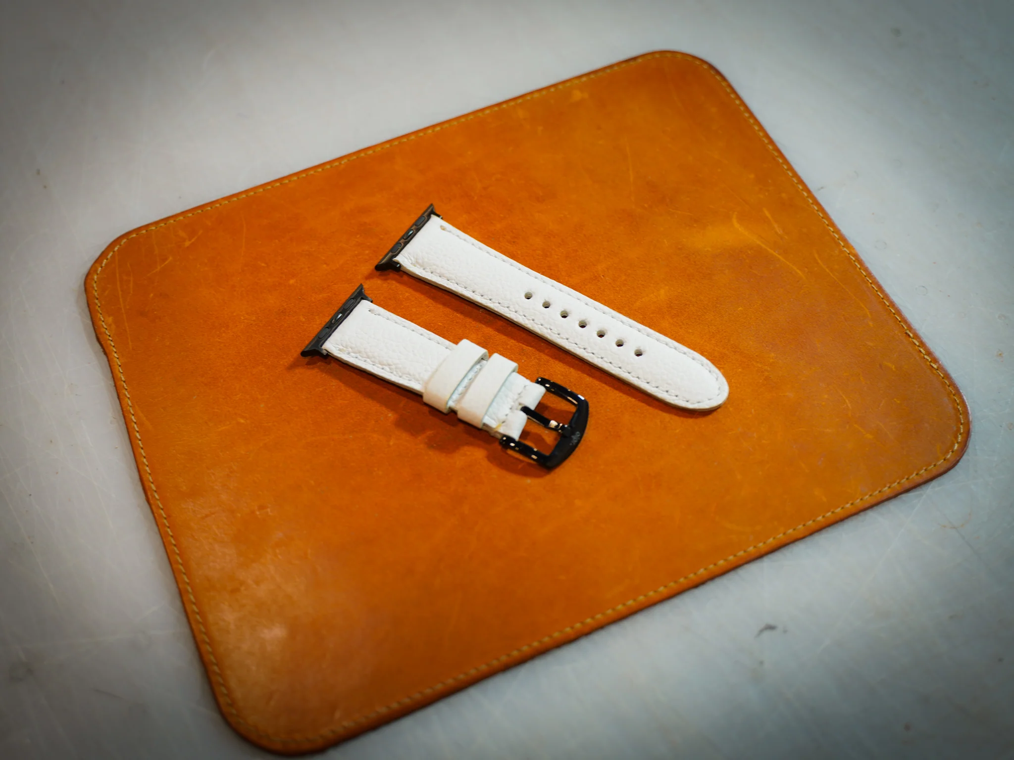 Italian Leather Apple Watch Band - White - Image 3