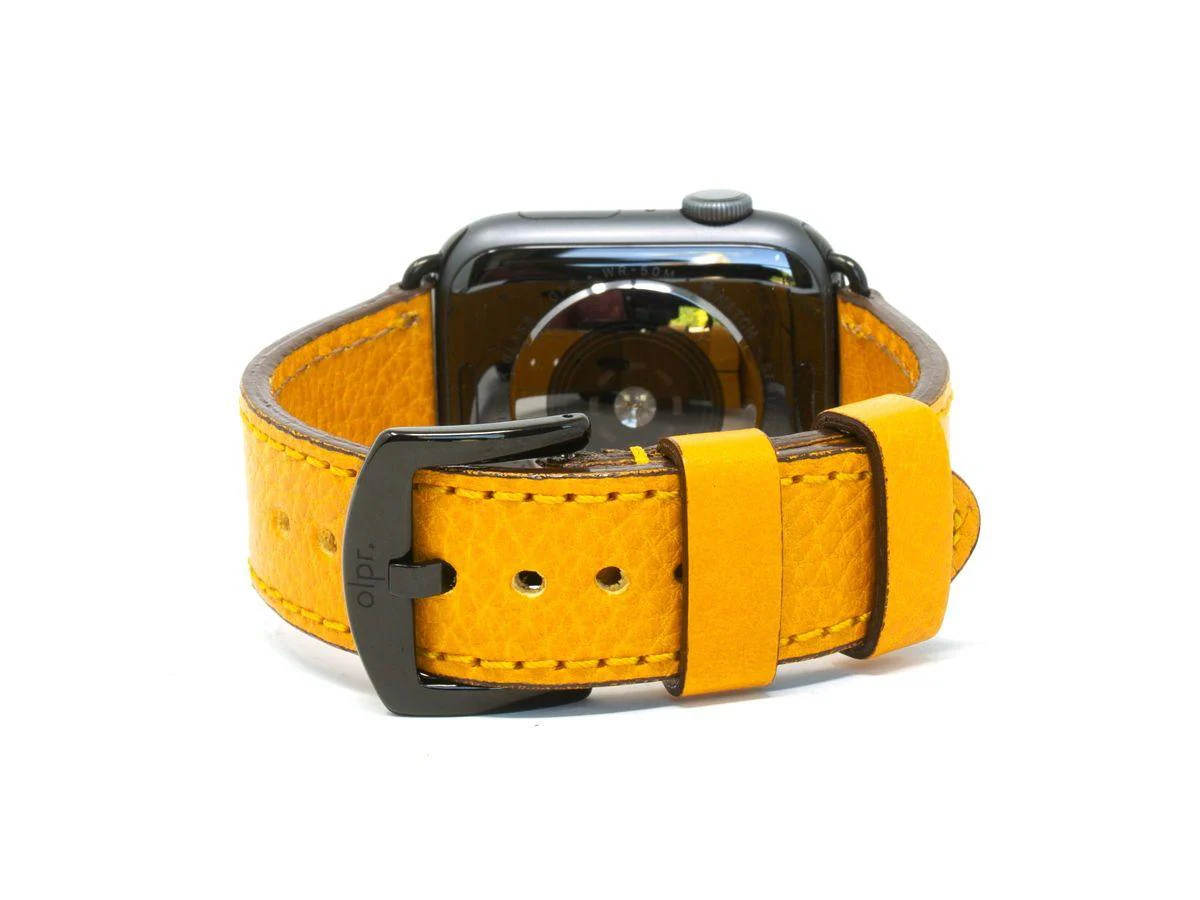 Italian Leather Apple Watch Band - Yellow - Image 2