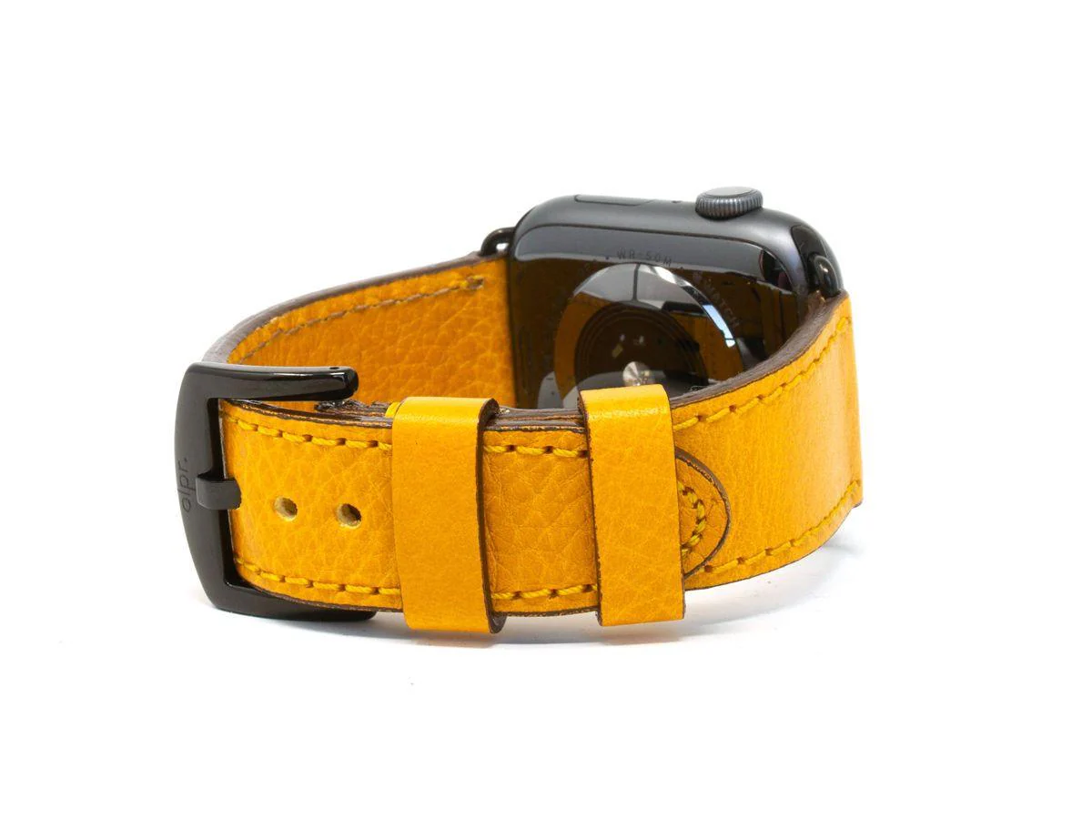 Italian Leather Apple Watch Band - Yellow - Image 3