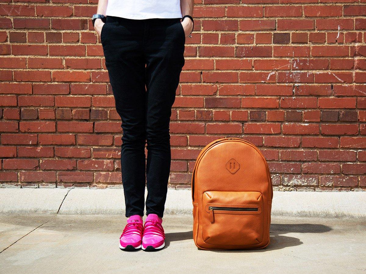 Italian Leather Backpack City - Brown - Image 4