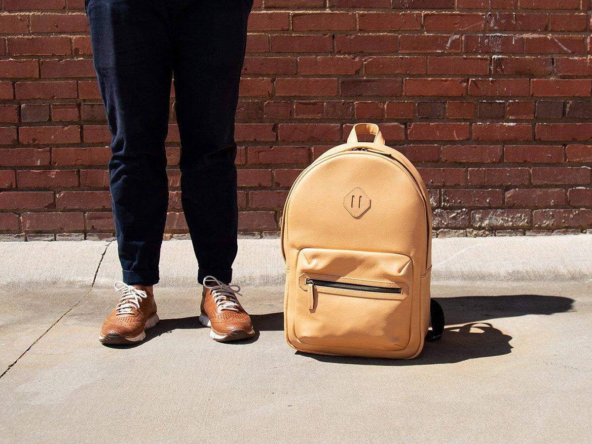 Italian Leather Backpack City - Cream - Image 2
