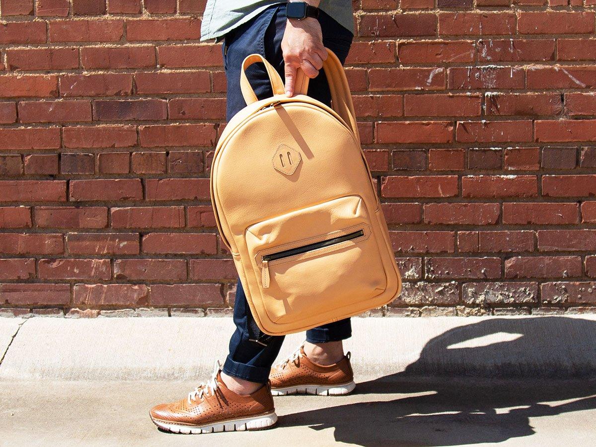 Italian Leather Backpack City - Cream - Image 3