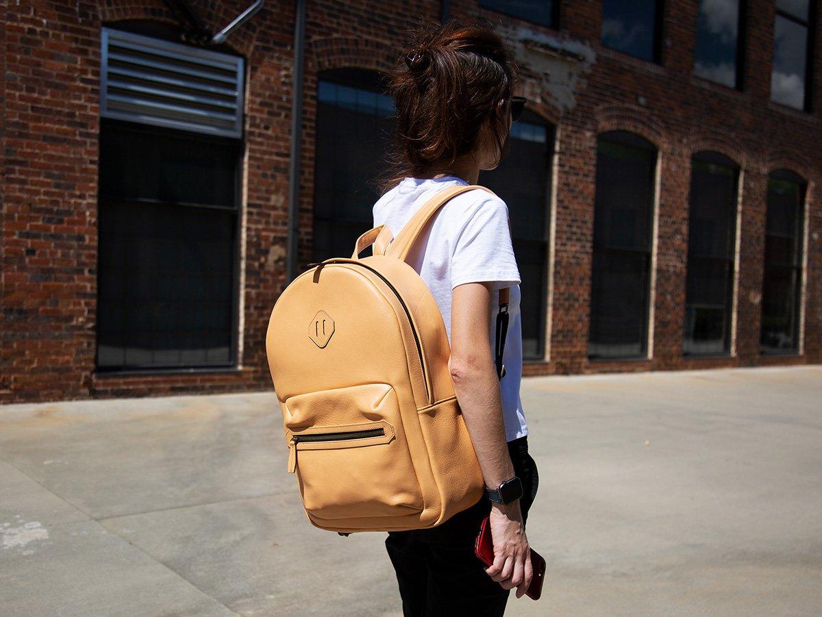 Italian Leather Backpack City - Cream - Image 4