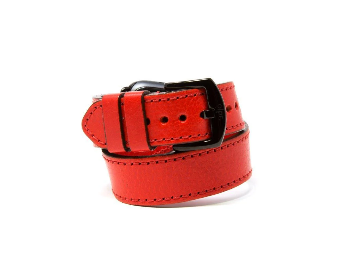 Italian Leather Double Wrap Apple Watch Band - Red - Image 3