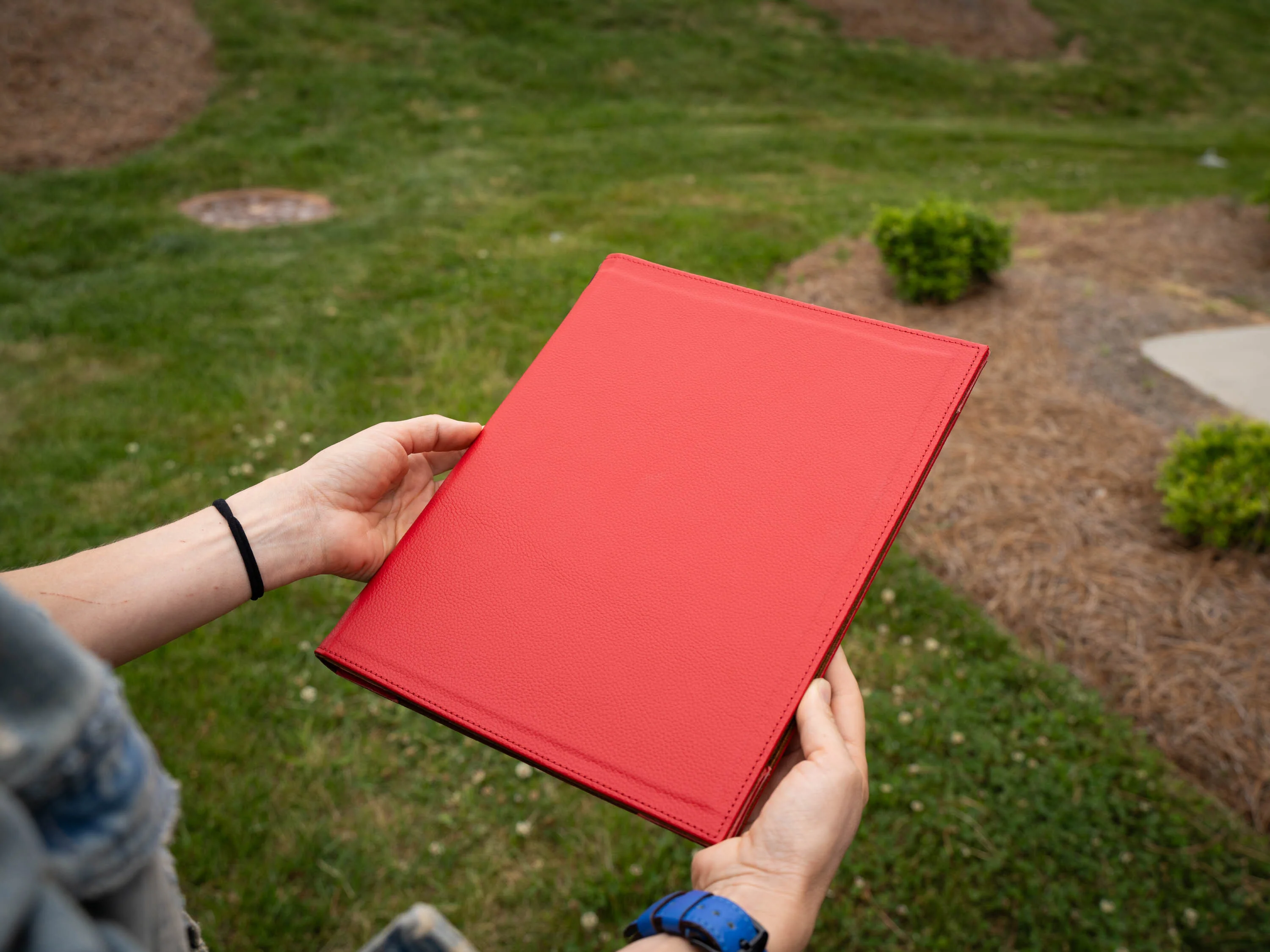Italian Leather Hardcover Menu with Corners - Red - Image 7