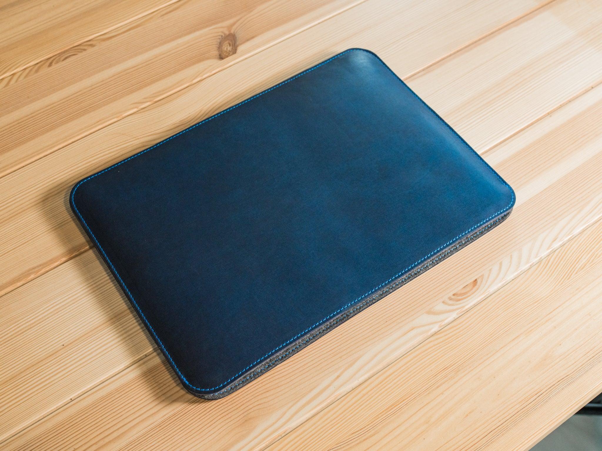 Italian Leather Macbook Sleeve - Blue - Image 2