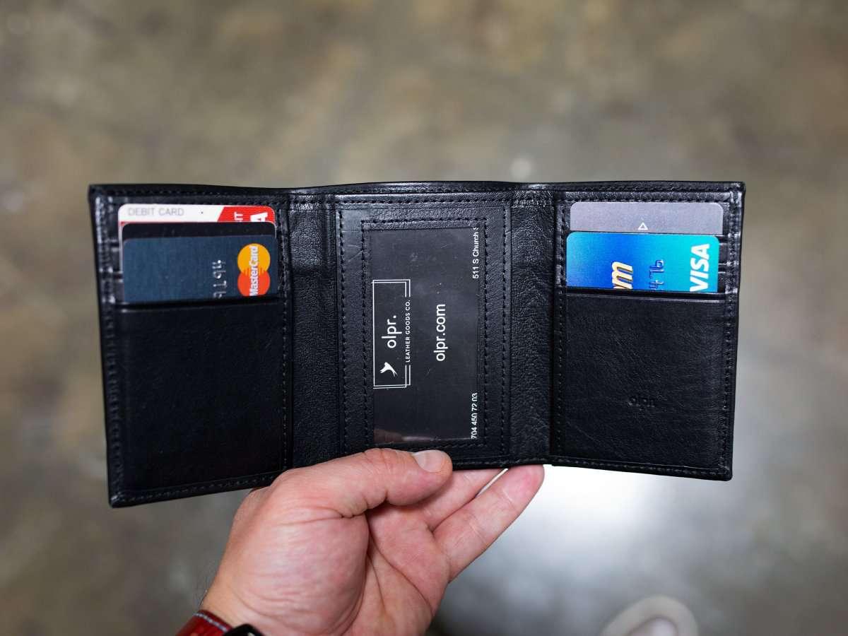 Leather Trifold Wallet - Black - Image 3
