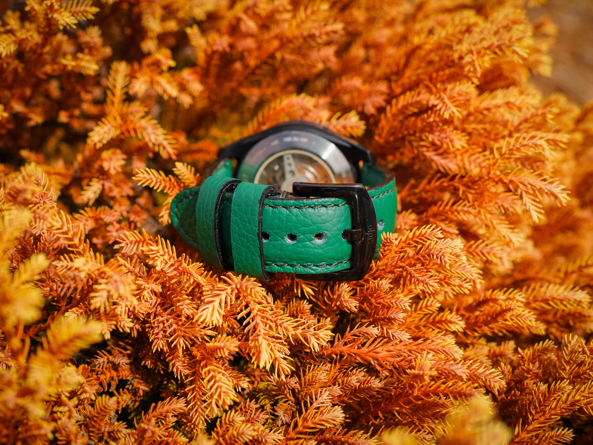 Italian Leather Watch Band - Bus Green - Image 2