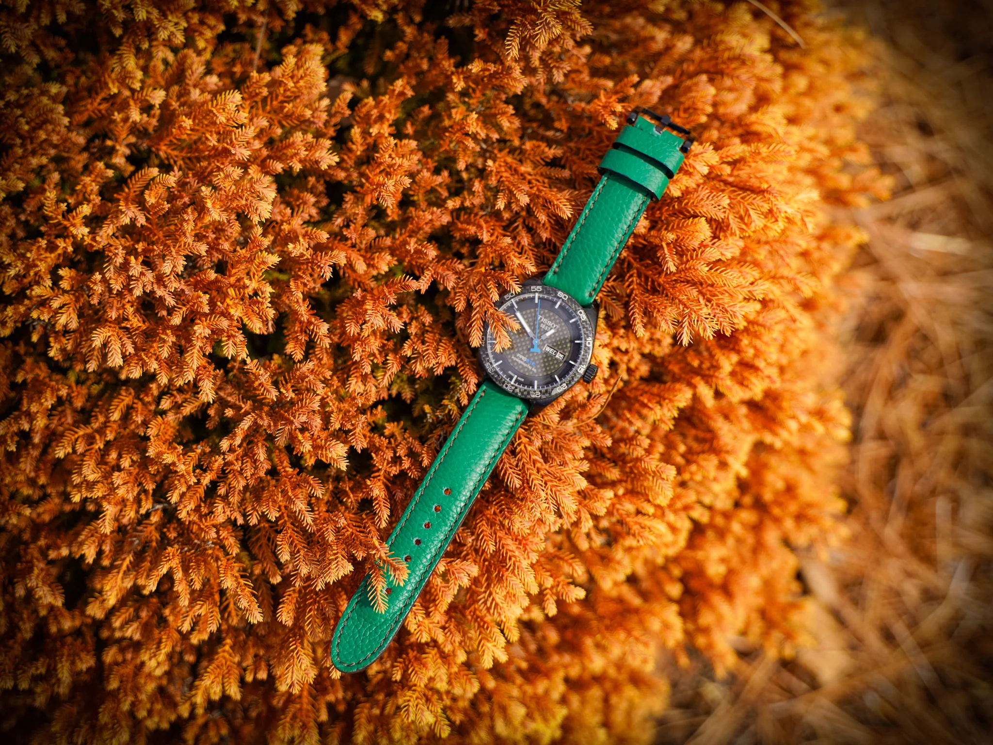 Italian Leather Watch Band - Bus Green - Image 3