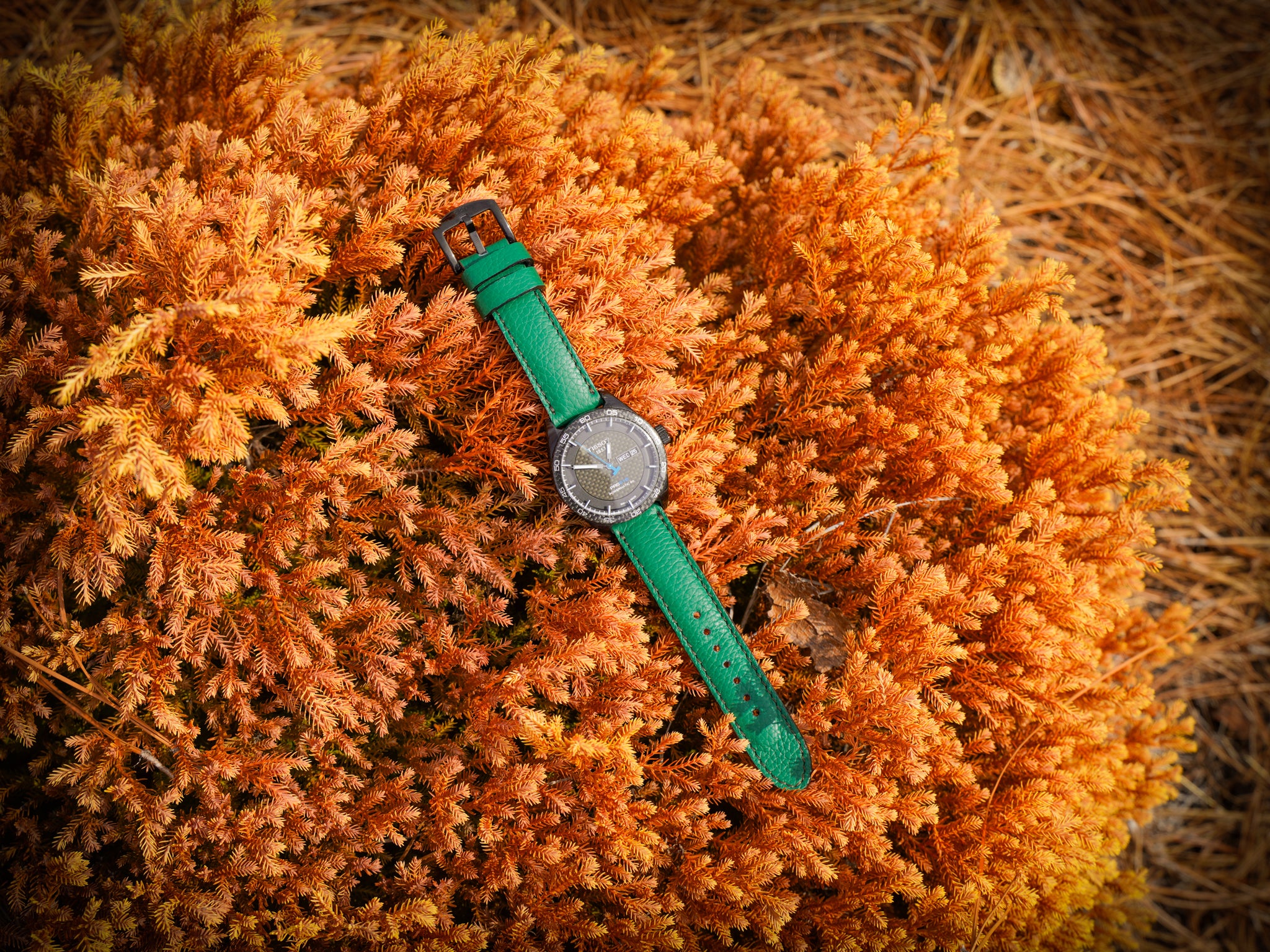 Italian Leather Watch Band - Bus Green - Image 4