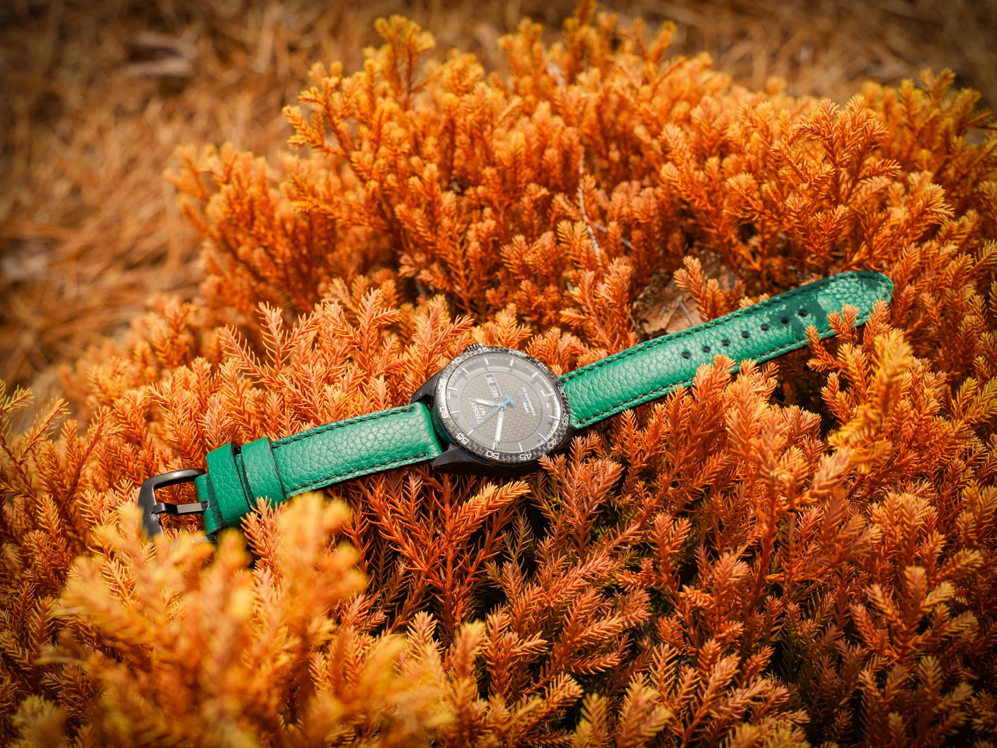 Italian Leather Watch Band - Bus Green - Image 5