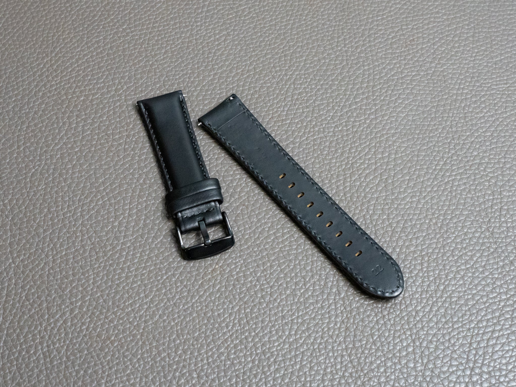Italian Rustic Leather Watch Band - Black - Image 3