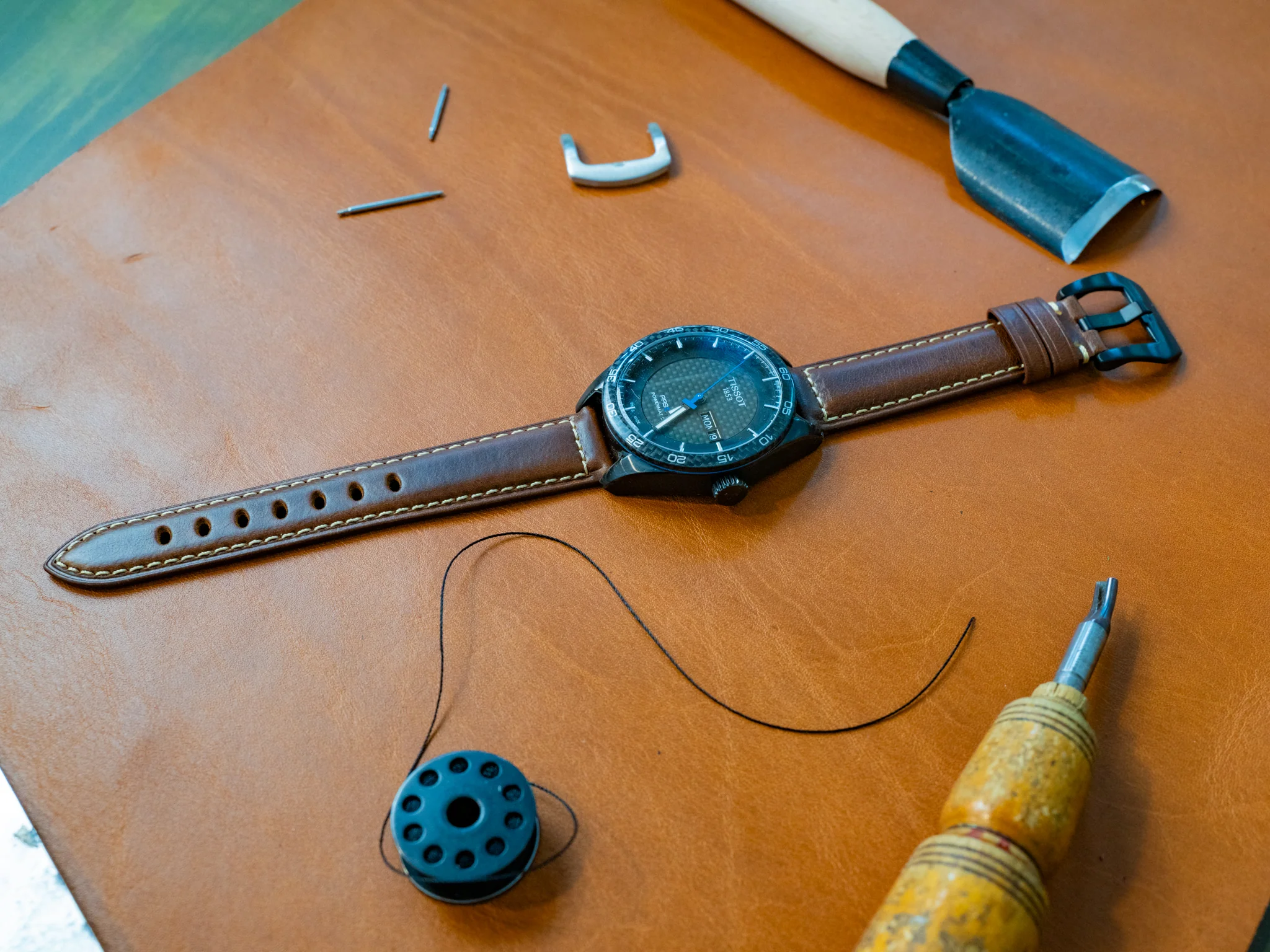Italian Vintage Leather Watch Band - Light Brown - Image 2