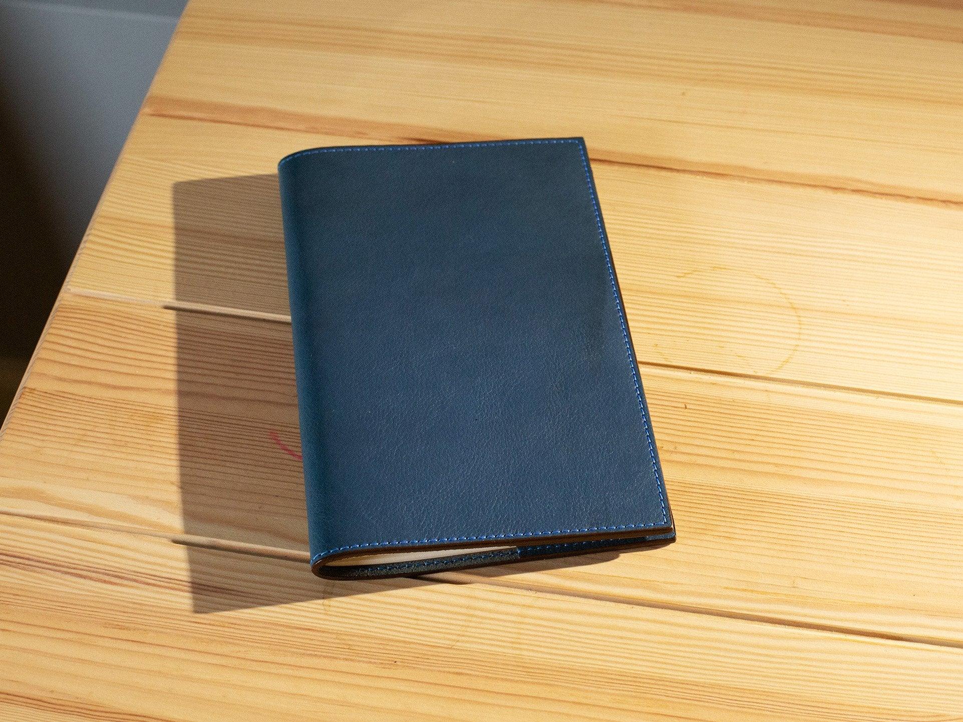 Large Italian Leather Refillable Notebook - Blue - Image 3