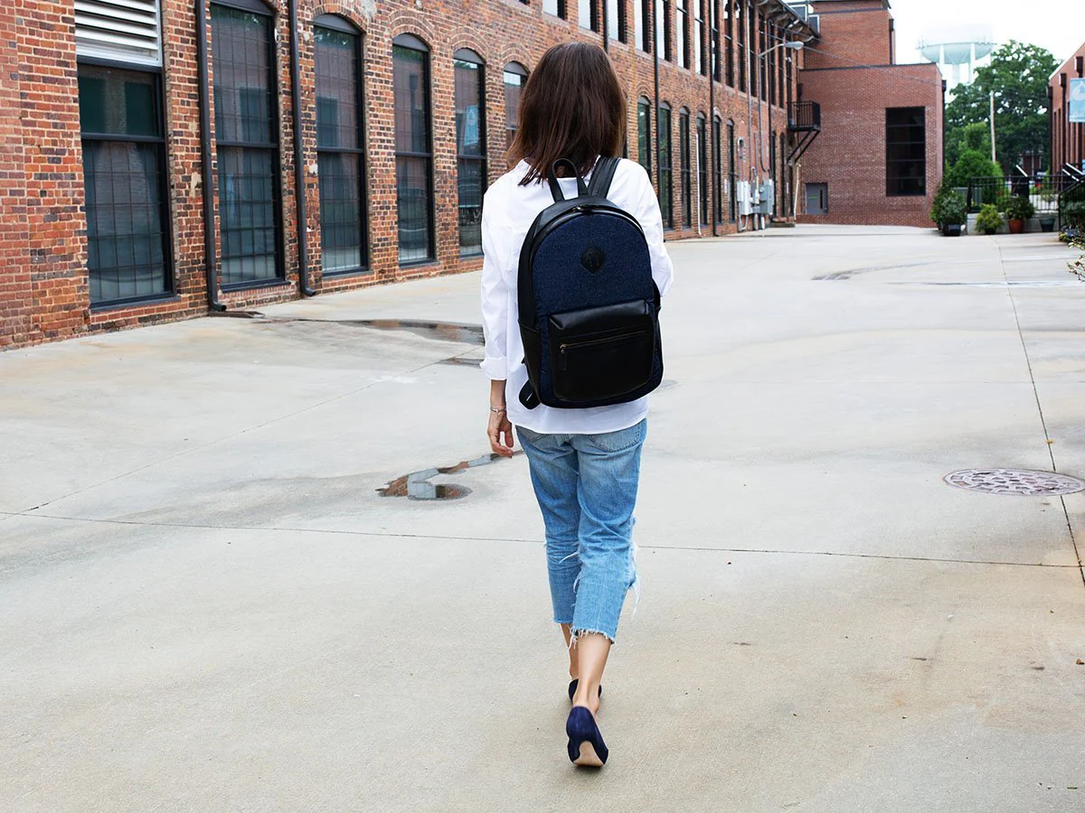 Leather and Denim Backpack City - Black - Image 5