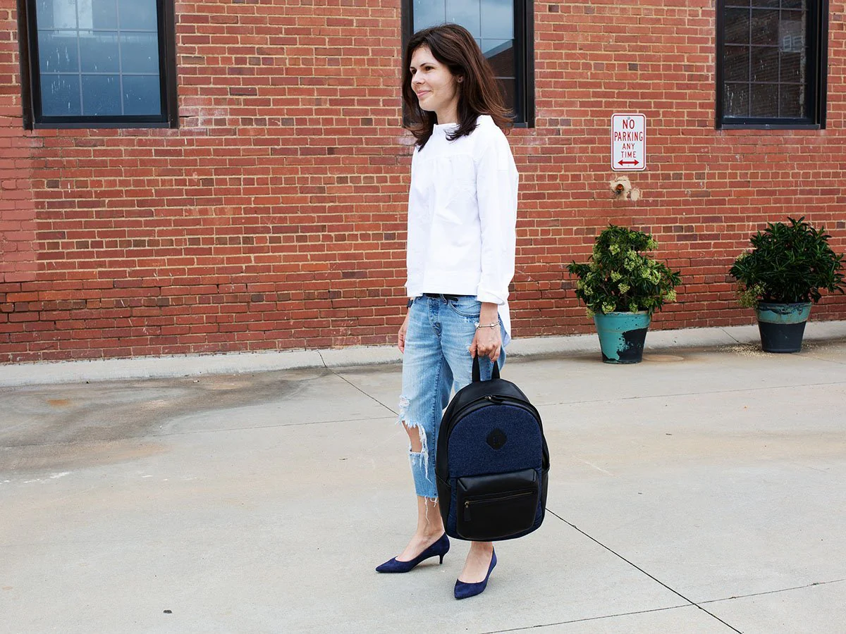 Leather and Denim Backpack City - Black - Image 6