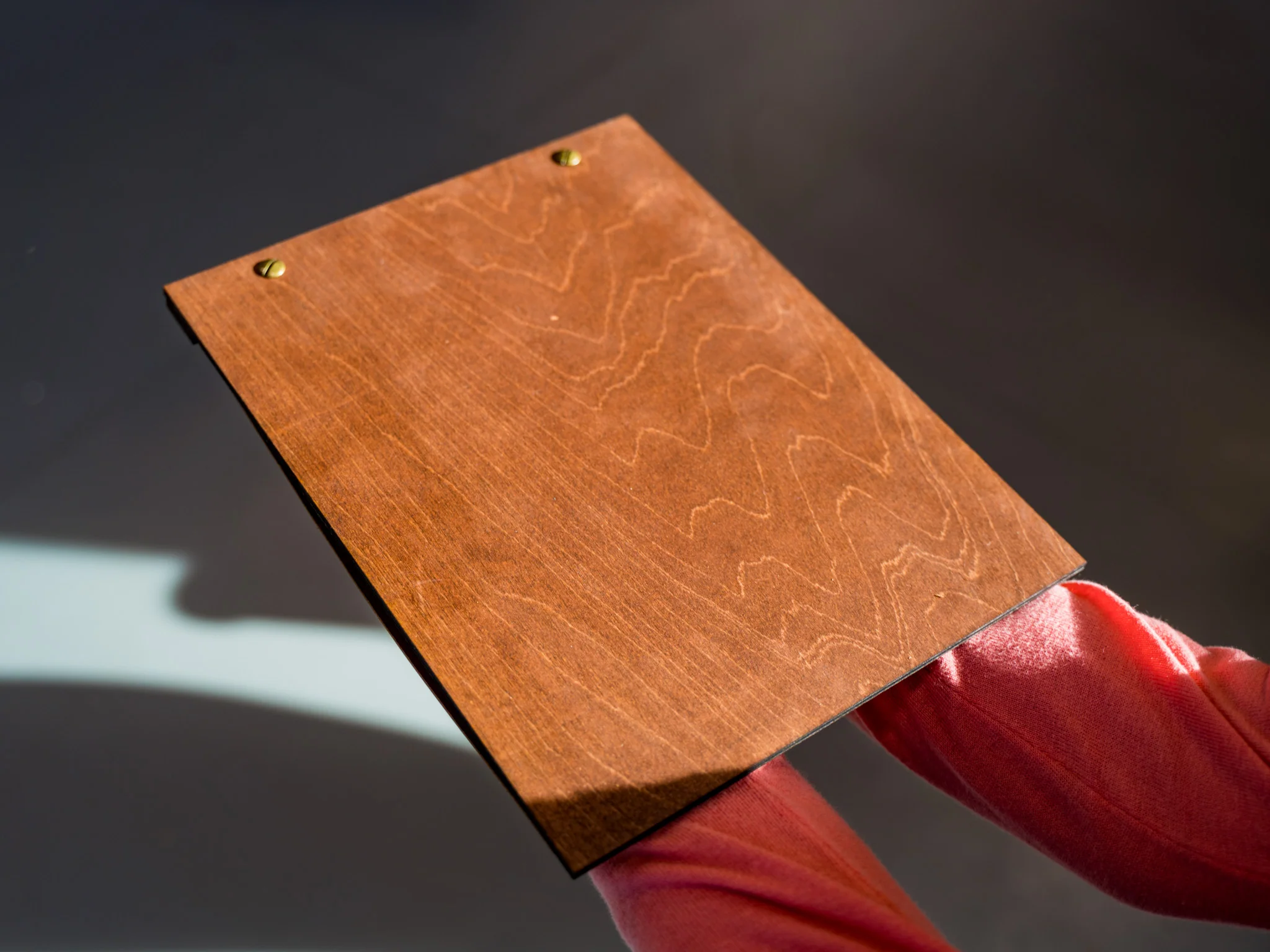 Leather and Wood Menu Holder - Chocolate - Image 2