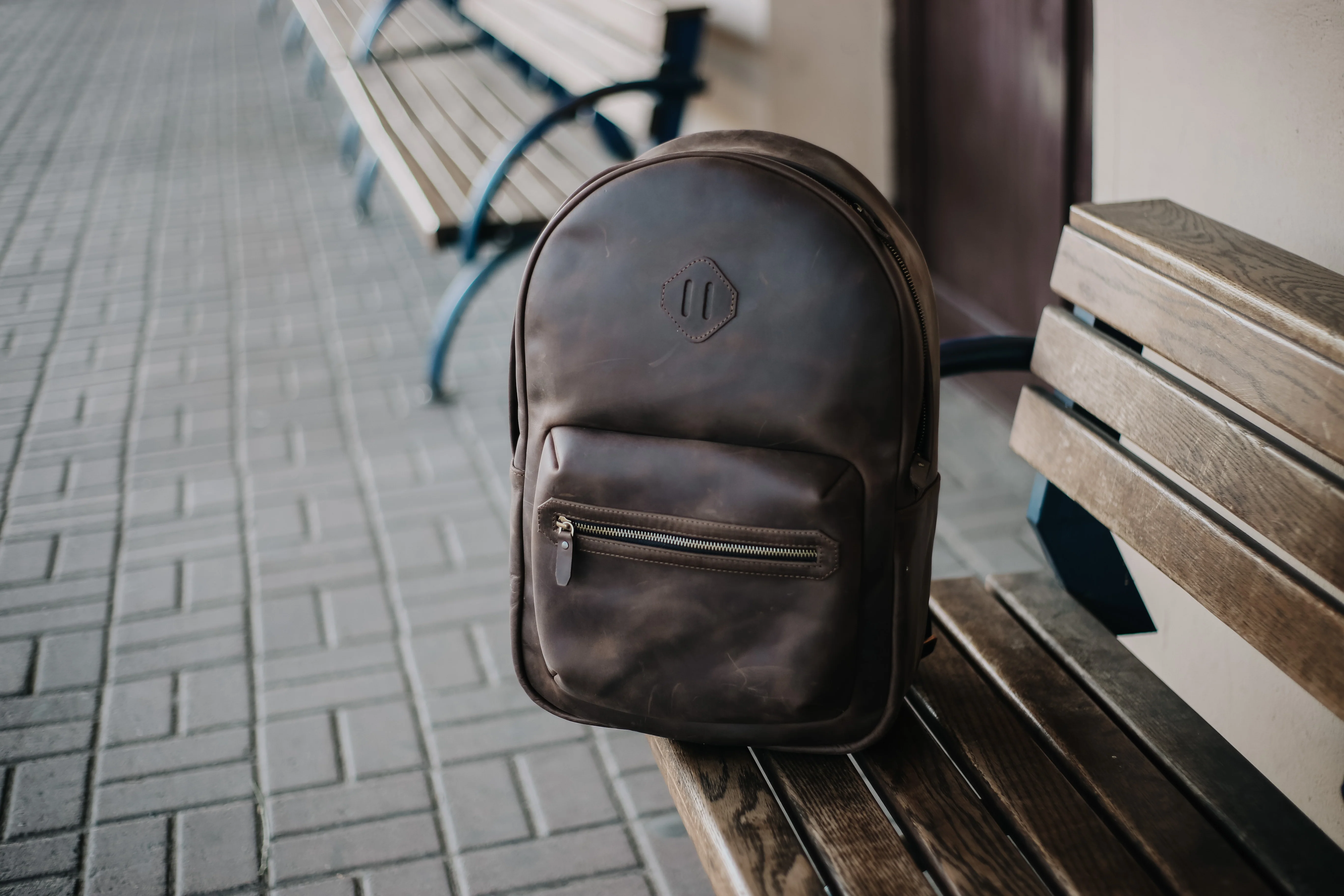 Leather Backpack City for Woman - Brown - Image 4